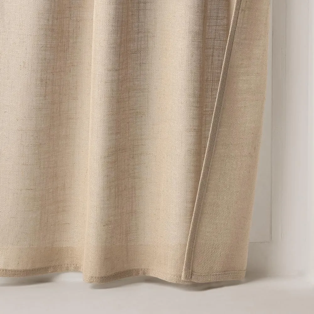 MIULEE Farmhouse Kitchen Curtains 24 Inch Length 2 Panels, Soft Thick Linen Textured Camel Beige Semi Sheer Light Filtering Short Cafe Tier Curtains for Small Half Window Back Tab Rod Pocket