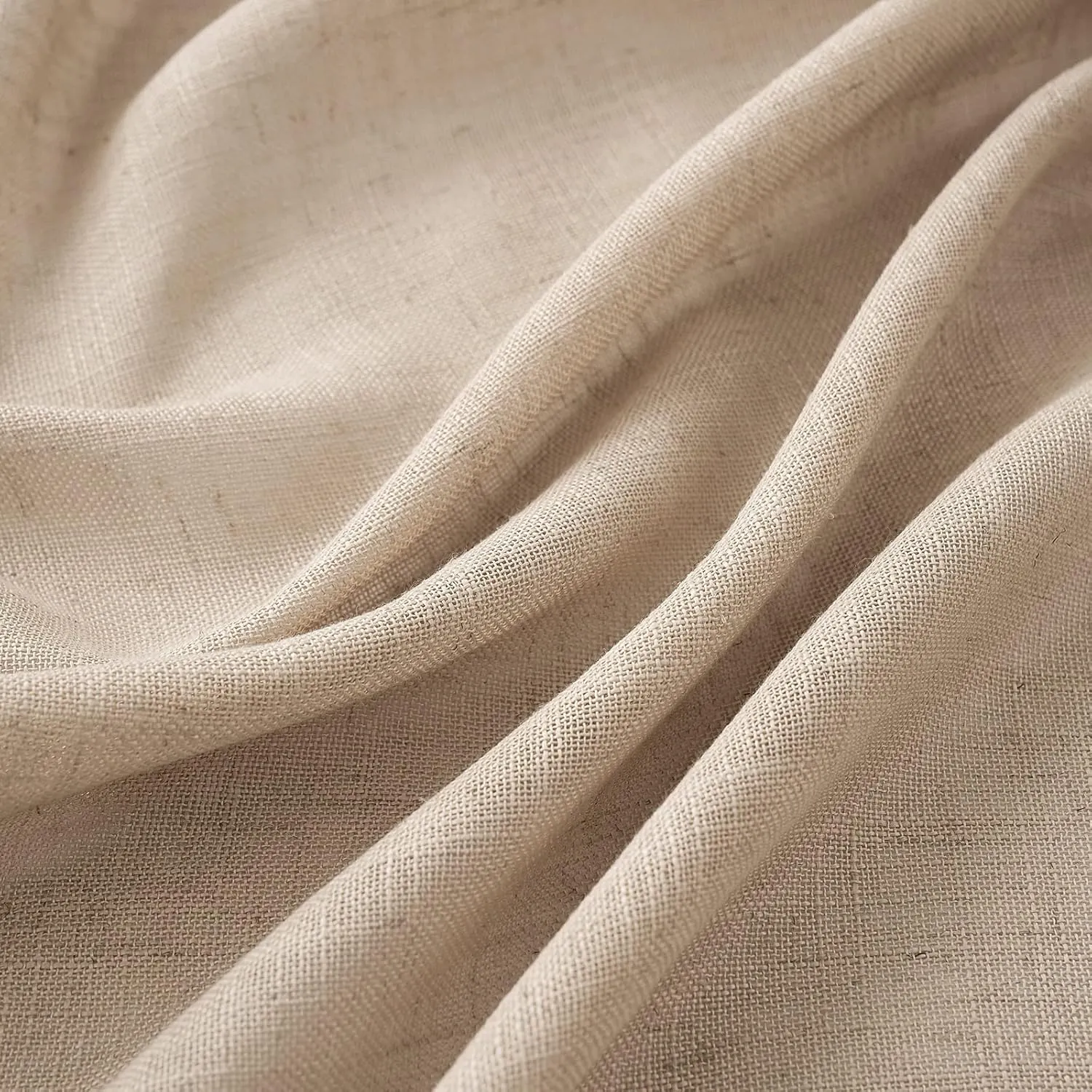 MIULEE Farmhouse Kitchen Curtains 24 Inch Length 2 Panels, Soft Thick Linen Textured Camel Beige Semi Sheer Light Filtering Short Cafe Tier Curtains for Small Half Window Back Tab Rod Pocket