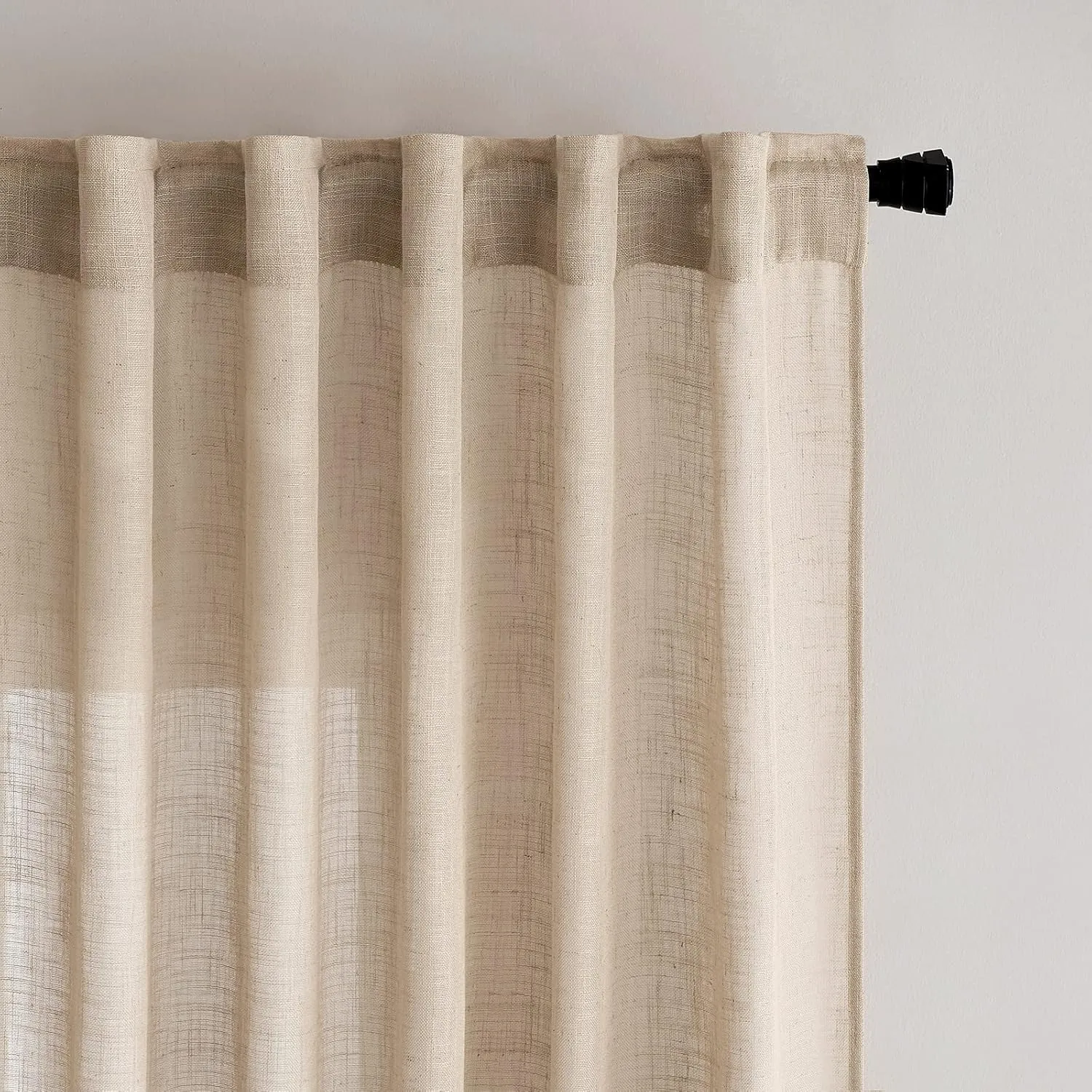 MIULEE Farmhouse Kitchen Curtains 24 Inch Length 2 Panels, Soft Thick Linen Textured Camel Beige Semi Sheer Light Filtering Short Cafe Tier Curtains for Small Half Window Back Tab Rod Pocket