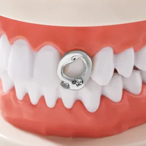 Mnyixsi Tooth Grillz Grills Cap for Teeth 18K Gold Plated Iced Out Hip Hop Diamond Grillz Teeth Men Rapper Costume Cosplay Extra Molding Bars (Single) Silver