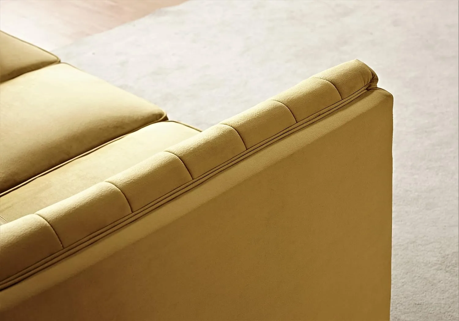 Modern Luxury Velvet Couch for Living Room with High Density Foam, Soft Fabric Upholstery, Removable Cushions and Solid Wood Legs, 60.2'' Wide Loveseat, Mustard Yellow
