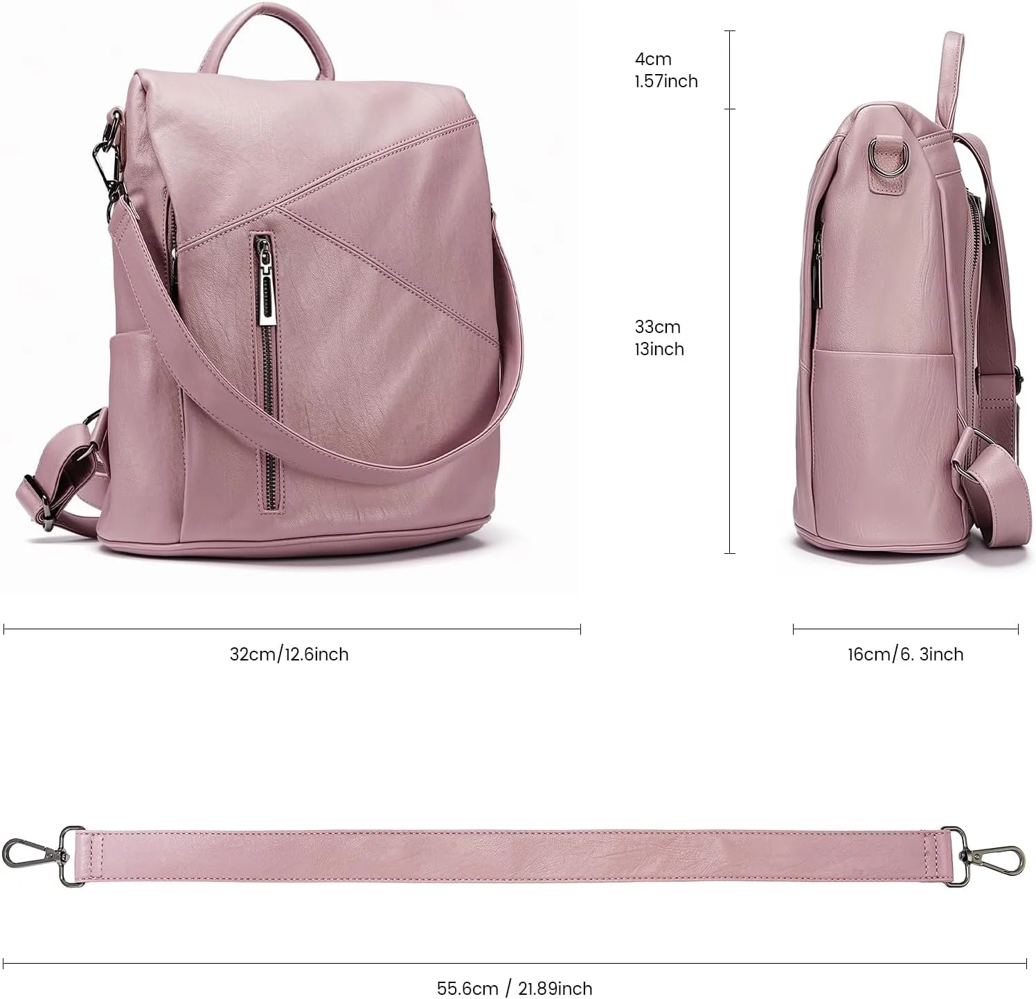 molshine Anti Theft Backpack,Fashion Casual Travel PU Leather Daypack Bag Shoulder Rucksack Handbags for Women HB041