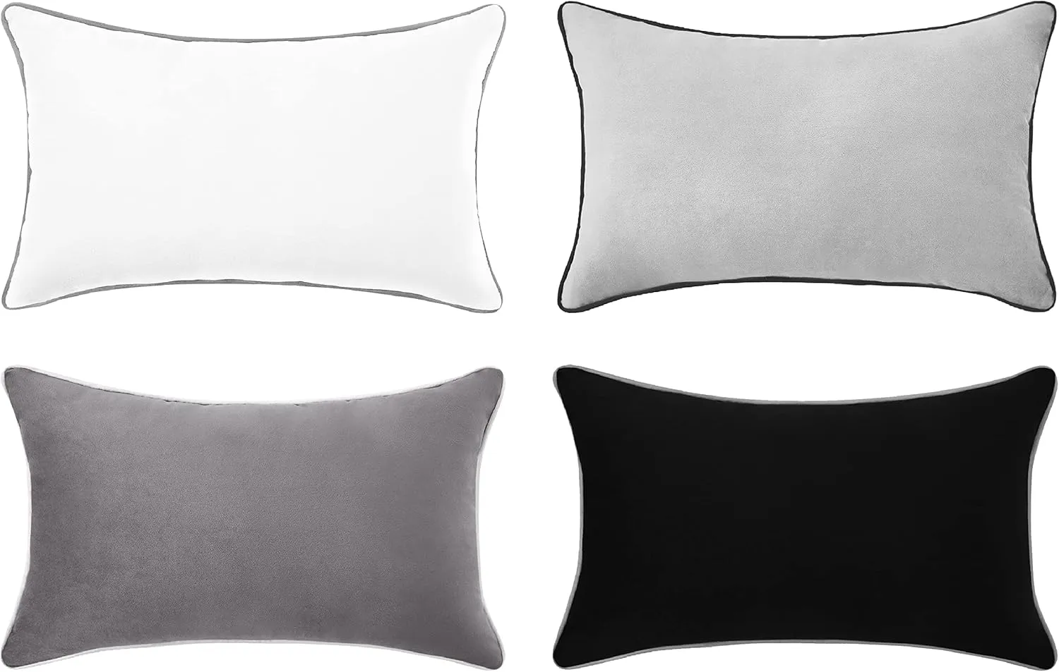 MONDAY MOOSE Decorative Throw Pillow Covers Cushion Cases, Set of 4 Soft Velvet Modern Double-Sided Designs, Mix and Match for Home Decor, Pillow Inserts Not Included (12x20 inch, Black/White)