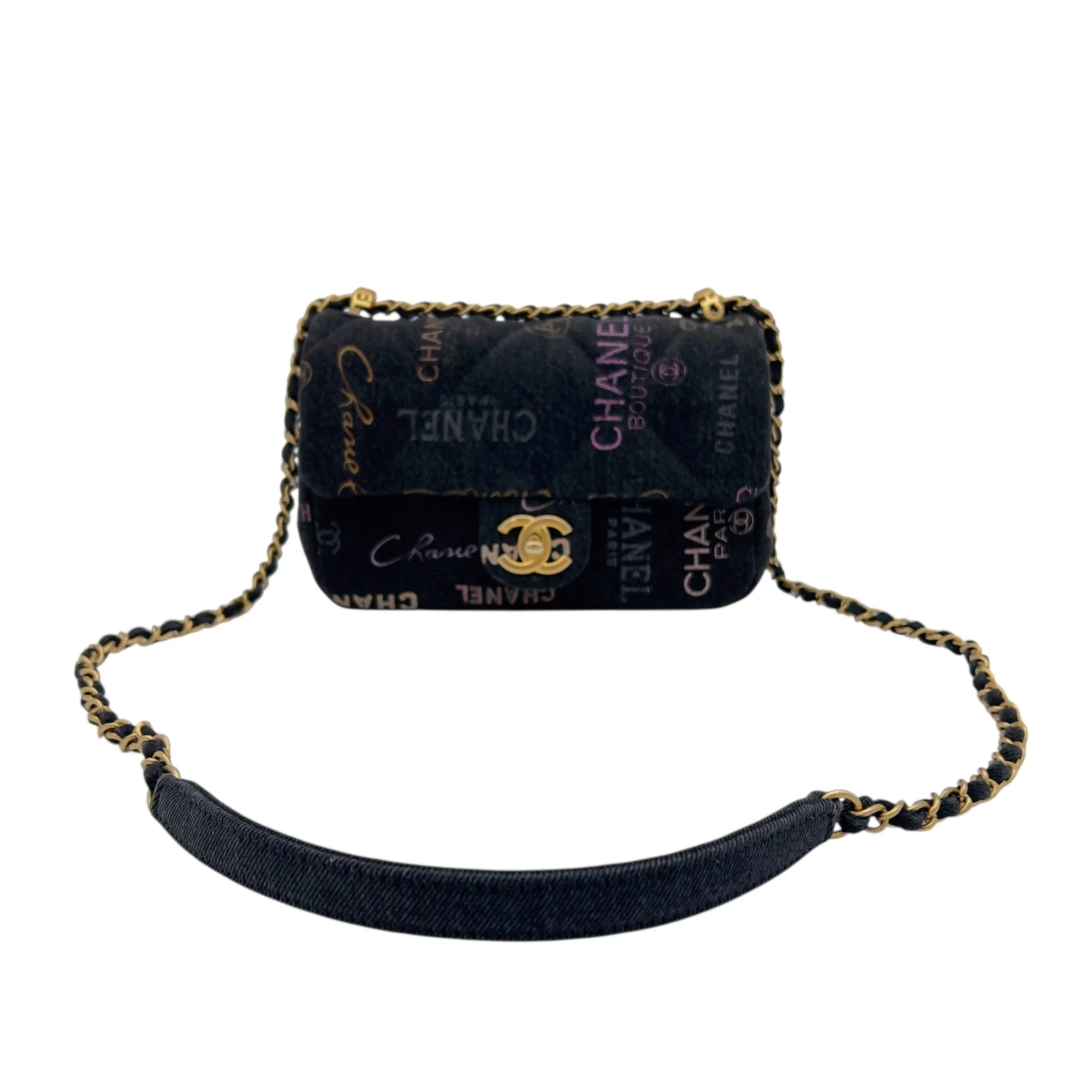 Mood Multi-colour Shoulder Bag in Denim, Gold hardware