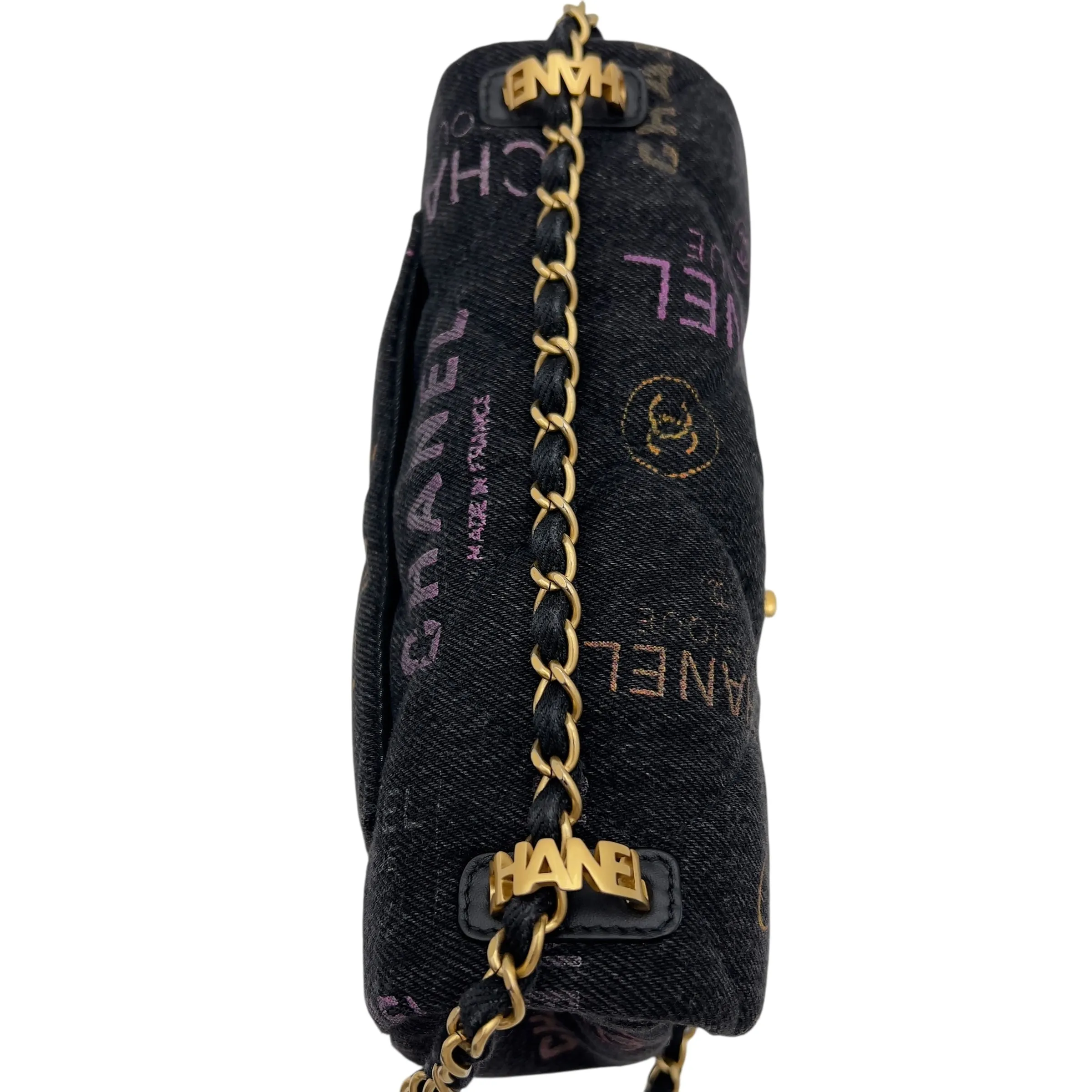 Mood Multi-colour Shoulder Bag in Denim, Gold hardware
