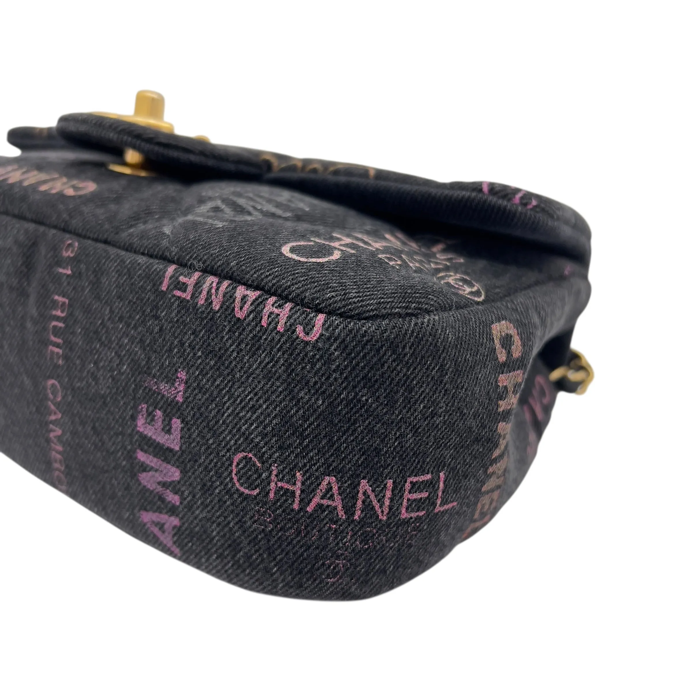 Mood Multi-colour Shoulder Bag in Denim, Gold hardware
