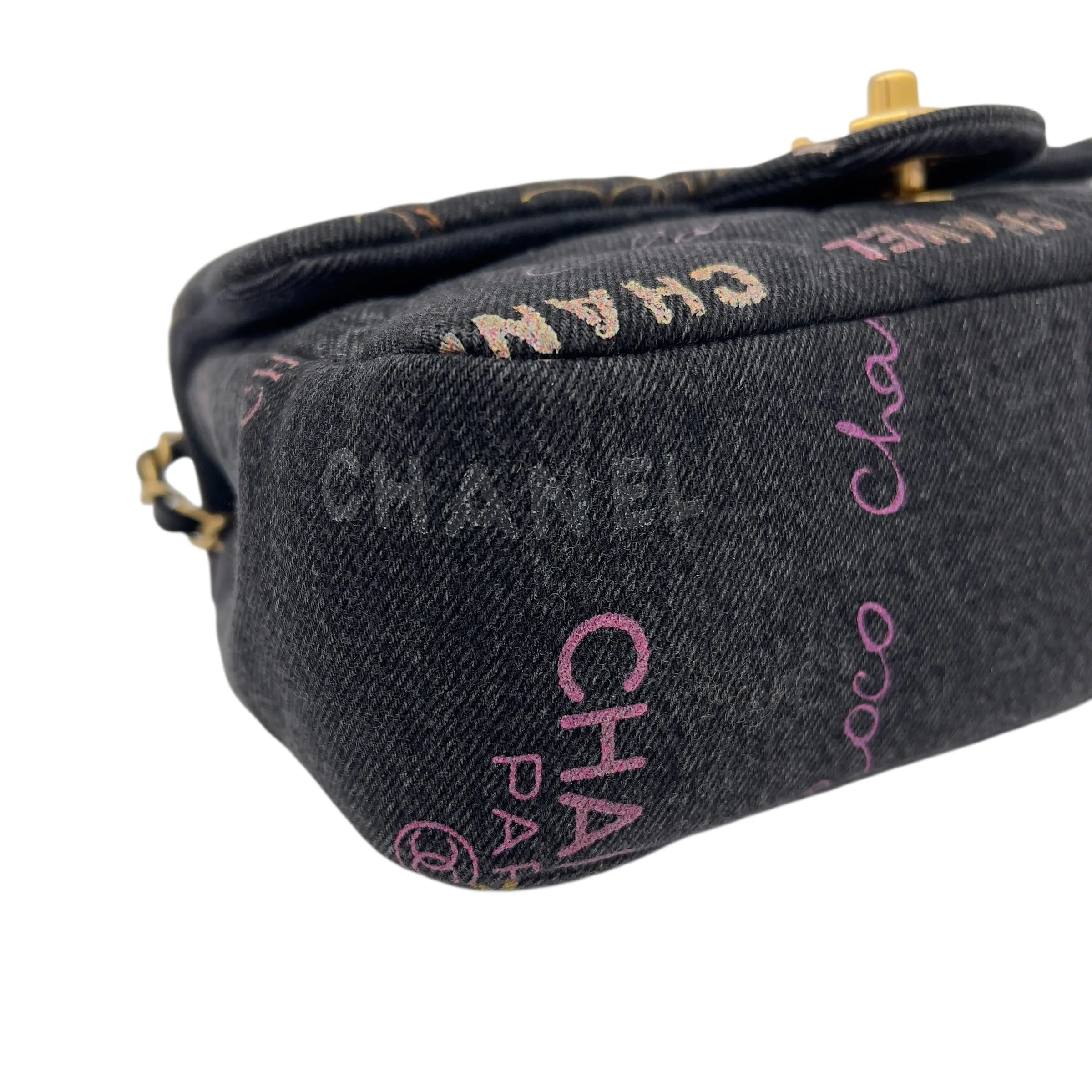Mood Multi-colour Shoulder Bag in Denim, Gold hardware