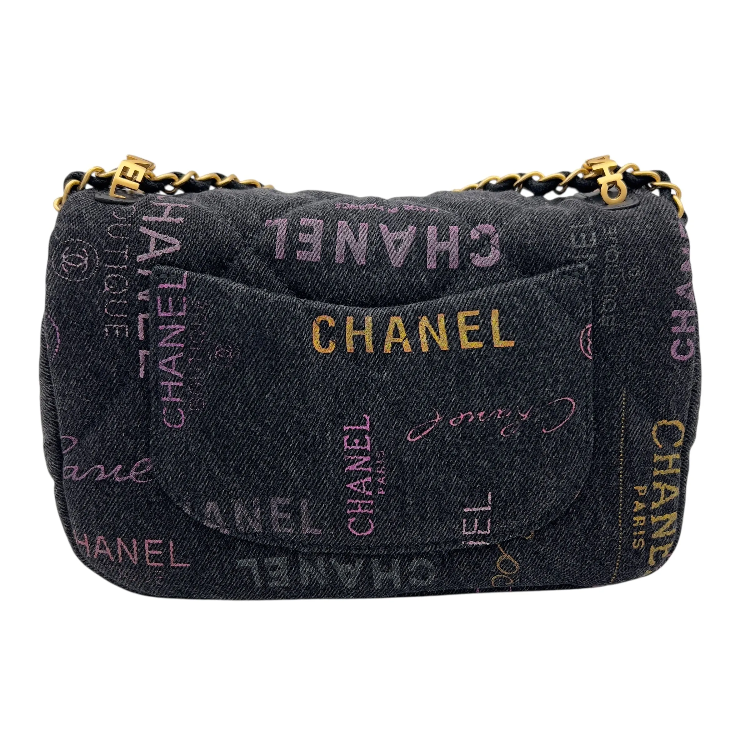 Mood Multi-colour Shoulder Bag in Denim, Gold hardware