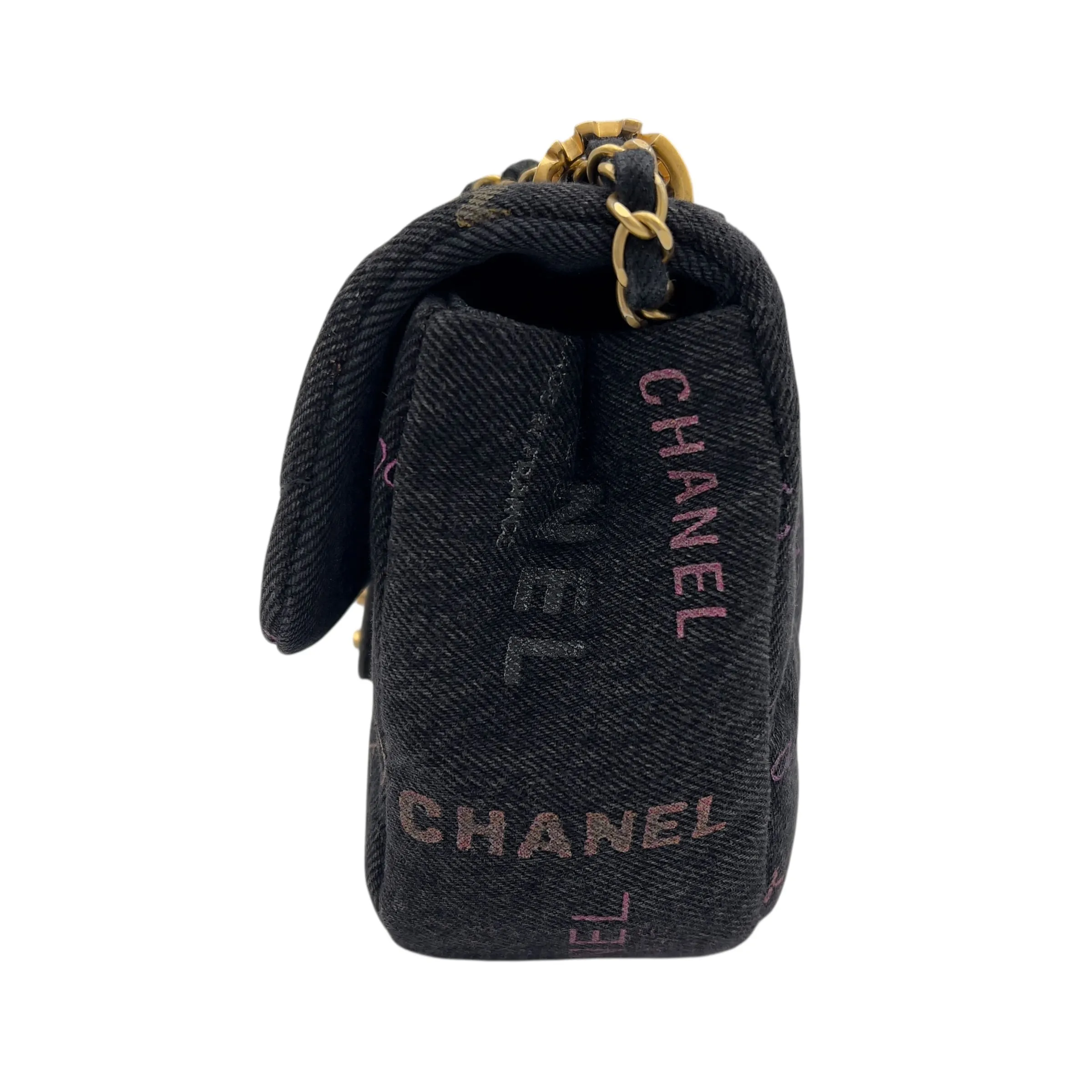 Mood Multi-colour Shoulder Bag in Denim, Gold hardware