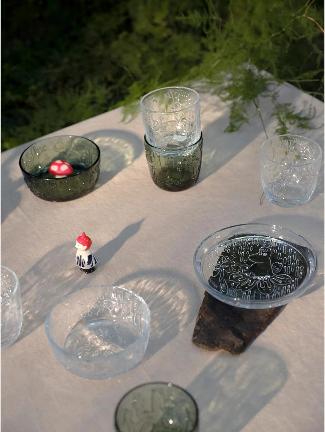 Moomin Glass Bowl 11.8oz Pine Green