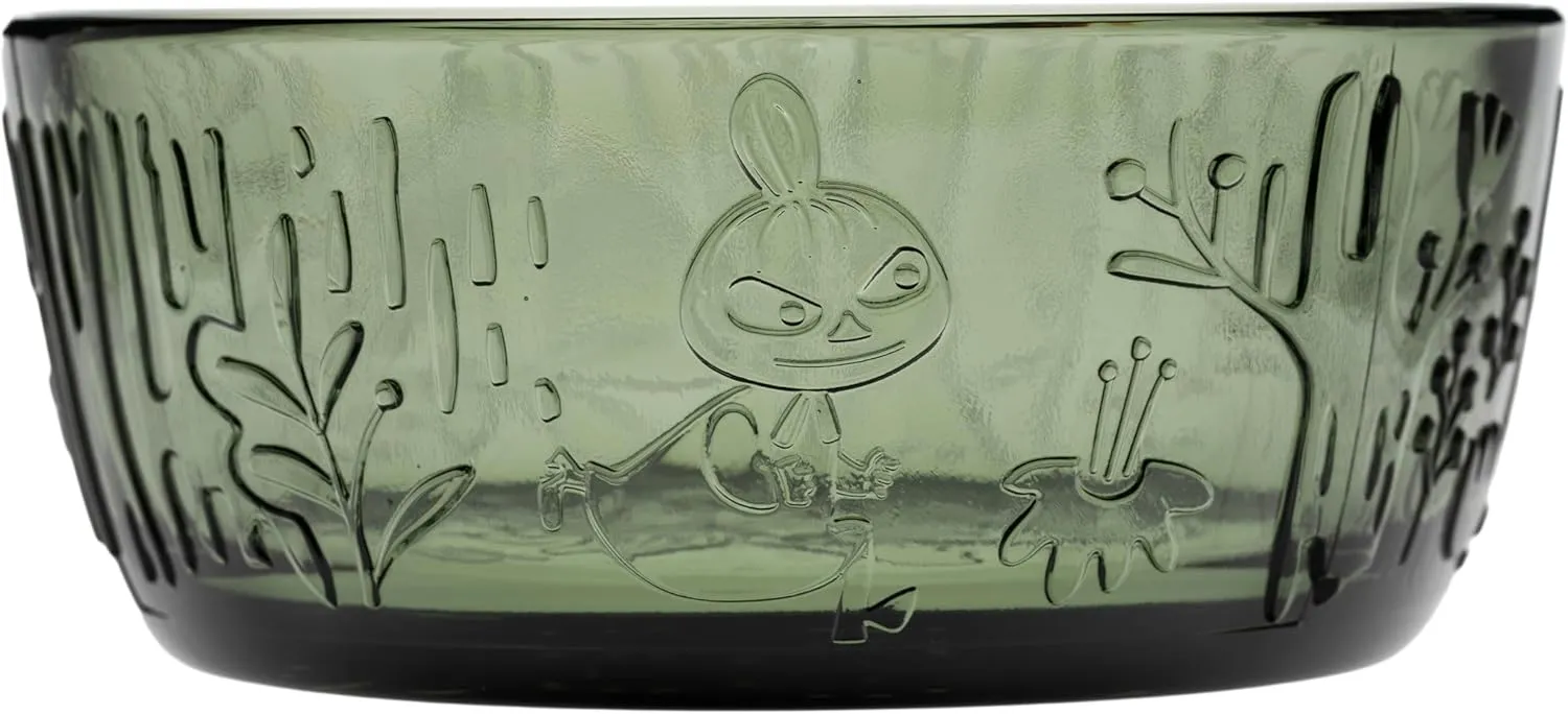 Moomin Glass Bowl 11.8oz Pine Green