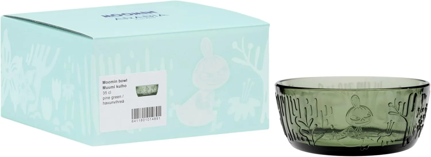 Moomin Glass Bowl 11.8oz Pine Green