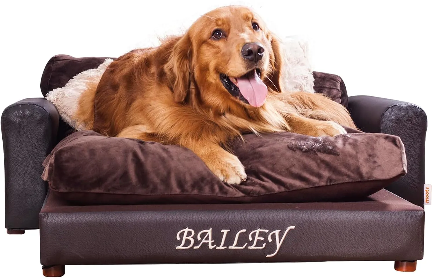 Moots Premium Leatherette Pets Sofa, Espresso, Extra Large, Customizable