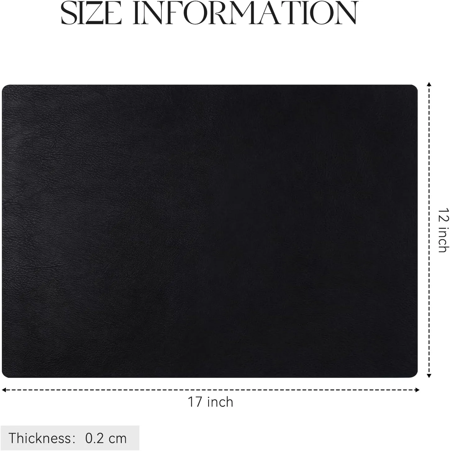 MOSAYT Vinyl Placemats Set of 6-12 X 17 Inch - Faux Leather 100% Waterproof Oil-Proof Wipeable PU Place Mats, Heat Resistant Reversible Table Mats for Kitchen, Dining, Outdoor (Black)