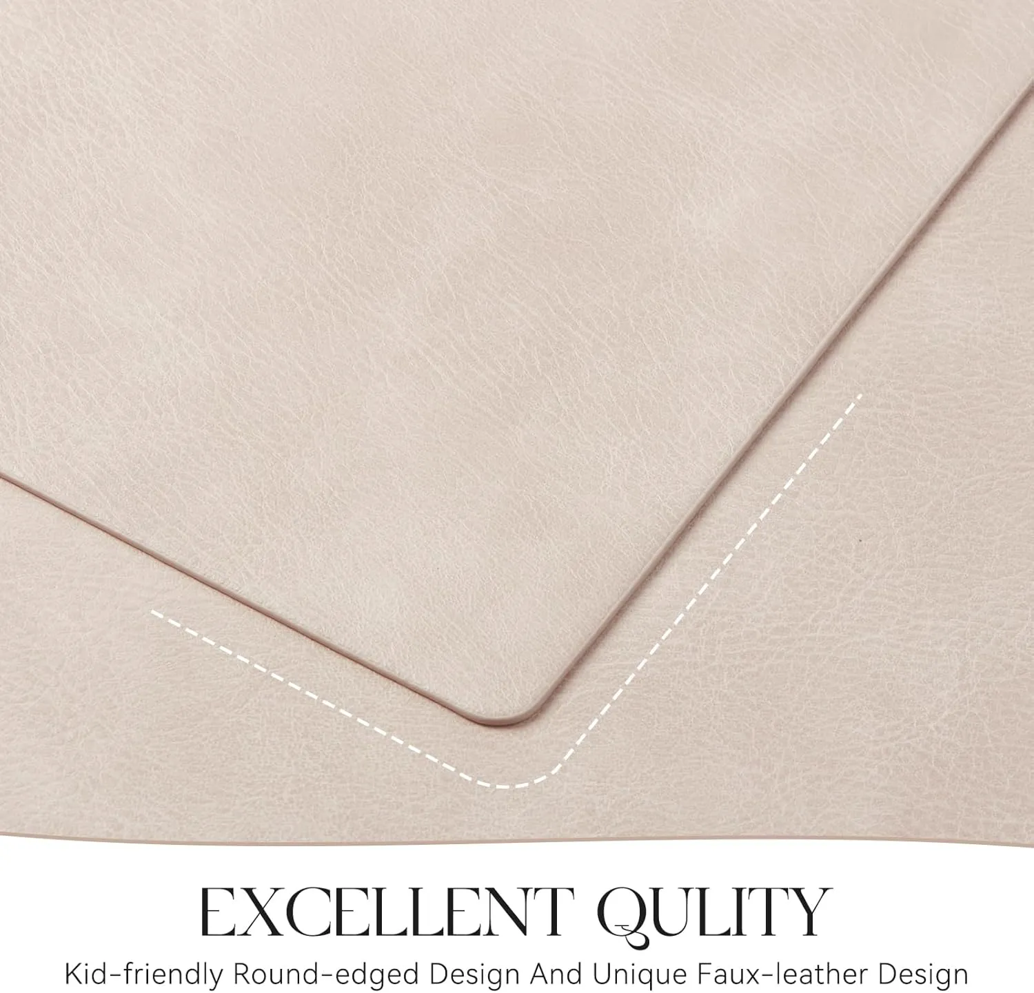 MOSAYT Vinyl Placemats Set of 8-12 X 17 Inch - Faux Leather 100% Waterproof Oil-Proof Wipeable PU Place Mats, Heat Resistant Reversible Table Mats for Kitchen, Dining, Outdoor (Beige)