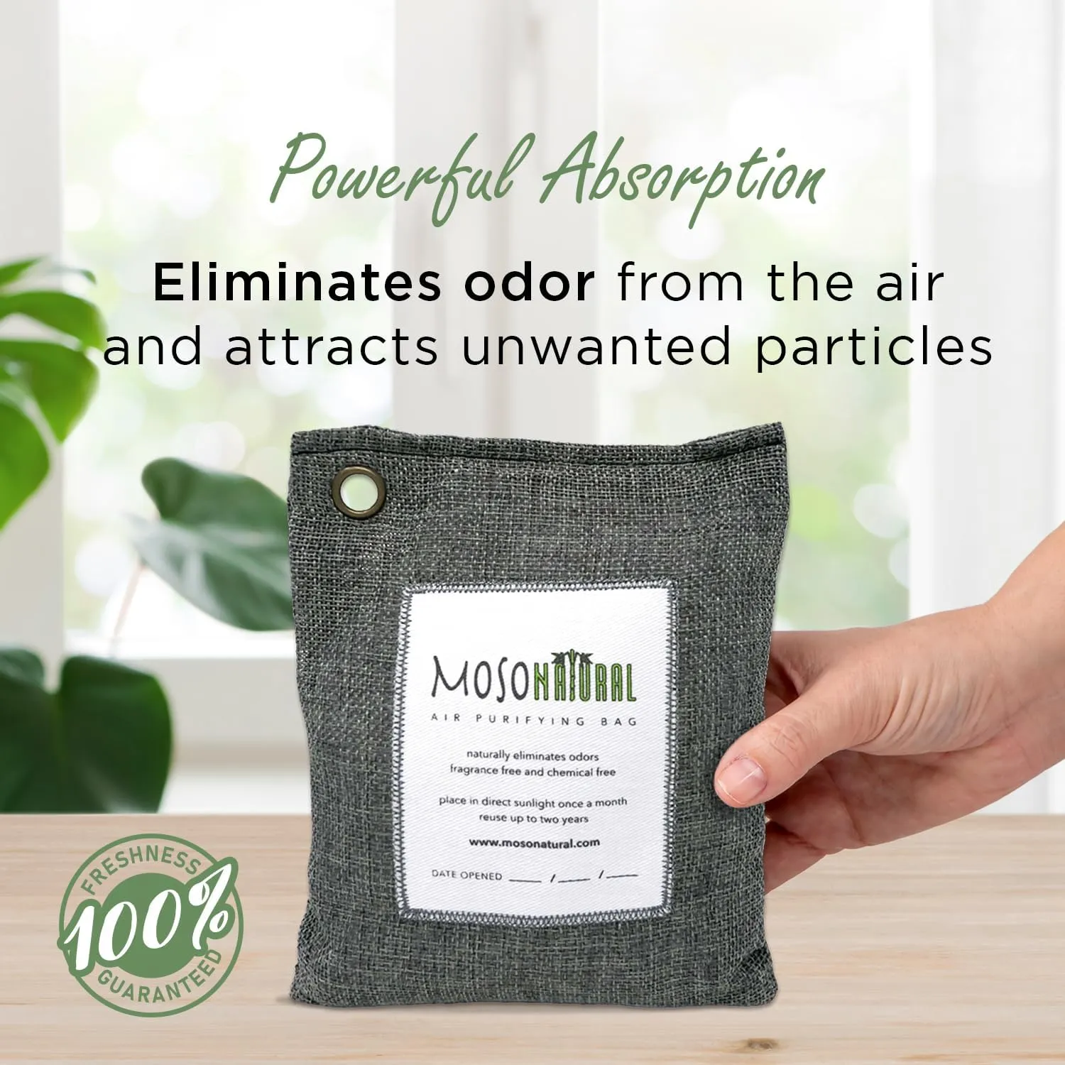 Moso Natural Air Purifying Bag 200g (5 Pack) Bamboo Charcoal Odor Absorber for Home & Car | Closet Odor Eliminator, Small Room Deodorizer & Car Air Freshener | Long Lasting Charcoal Bags Cover 90sqft