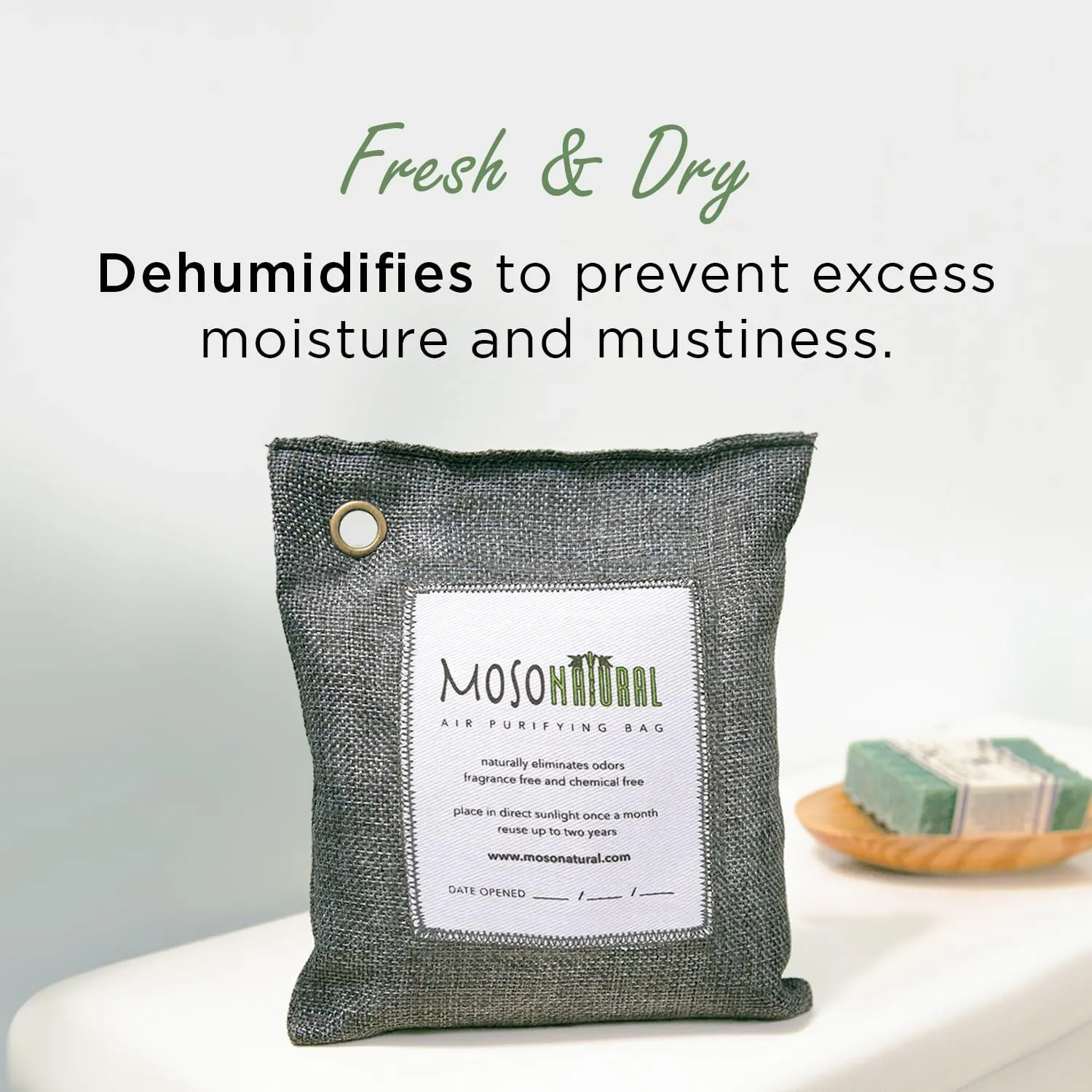 Moso Natural Air Purifying Bag 200g (5 Pack) Bamboo Charcoal Odor Absorber for Home & Car | Closet Odor Eliminator, Small Room Deodorizer & Car Air Freshener | Long Lasting Charcoal Bags Cover 90sqft