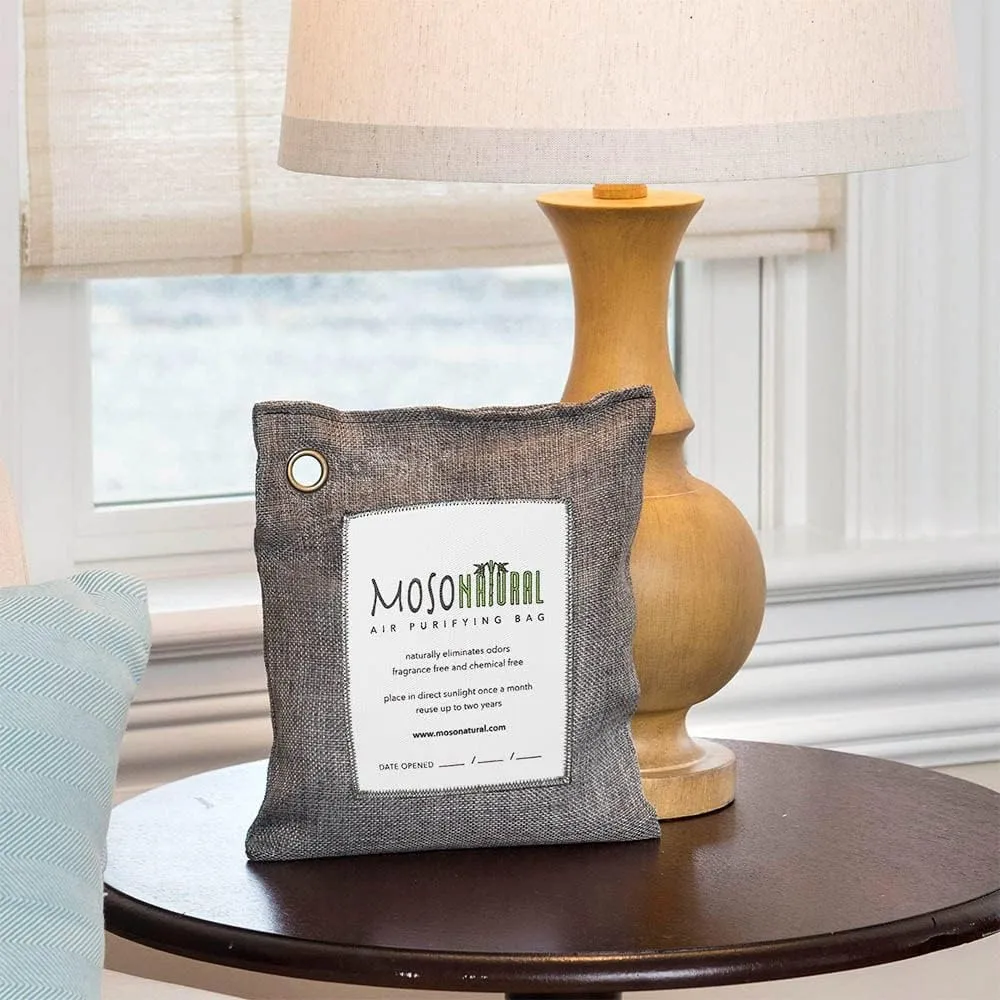 Moso Natural Air Purifying Bag 500g | Premium Bamboo Charcoal Odor Absorber for Home, Bedroom, Kitchen, Basement | Unscented Pet Odor Eliminator | Large Room Charcoal Deodorizer Bag Covers 250sqft