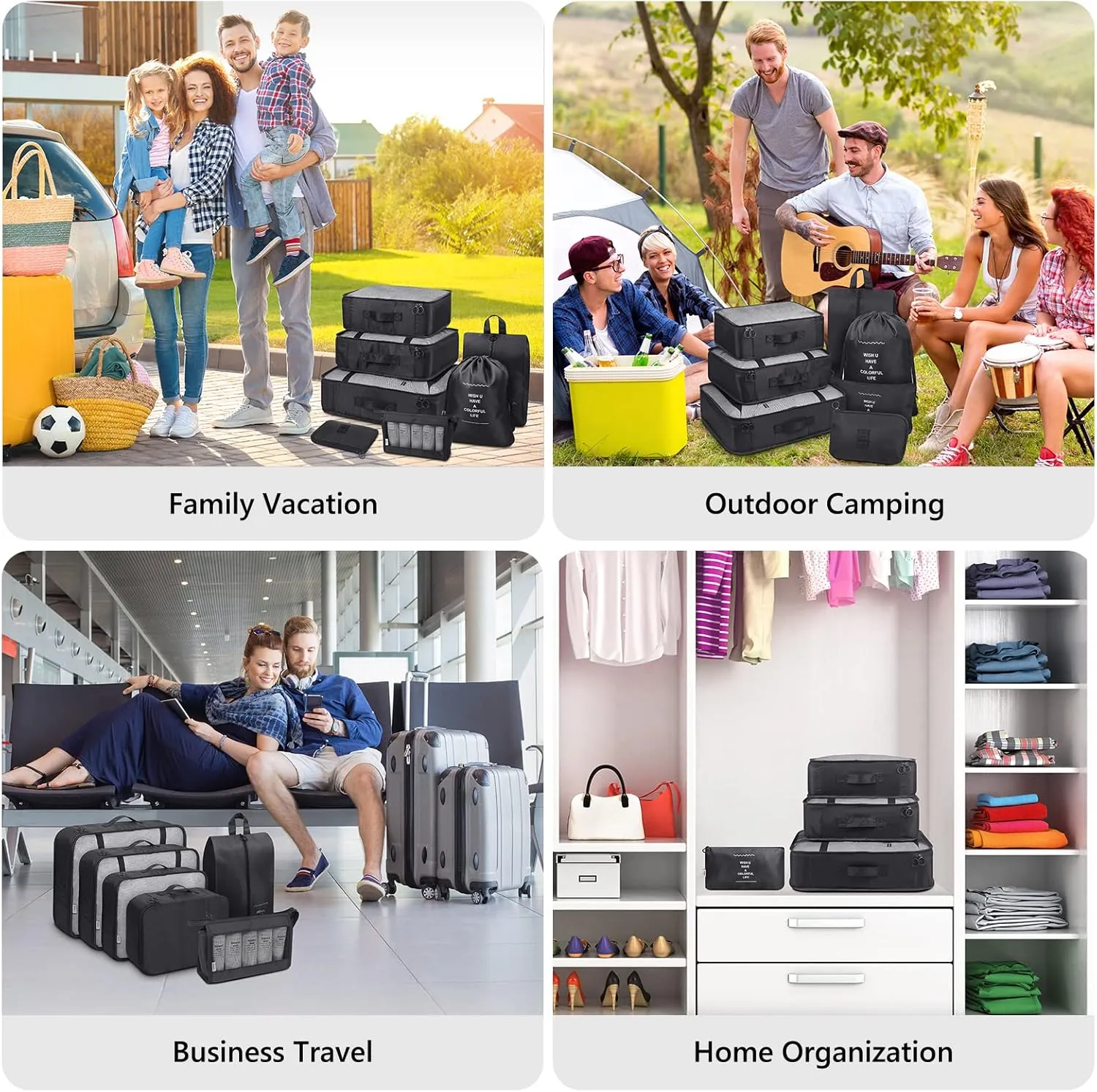 Mossio 9 Set Packing Cubes with Shoe Bag & Electronics Bag - Luggage Organizers Suitcase Travel Accessories