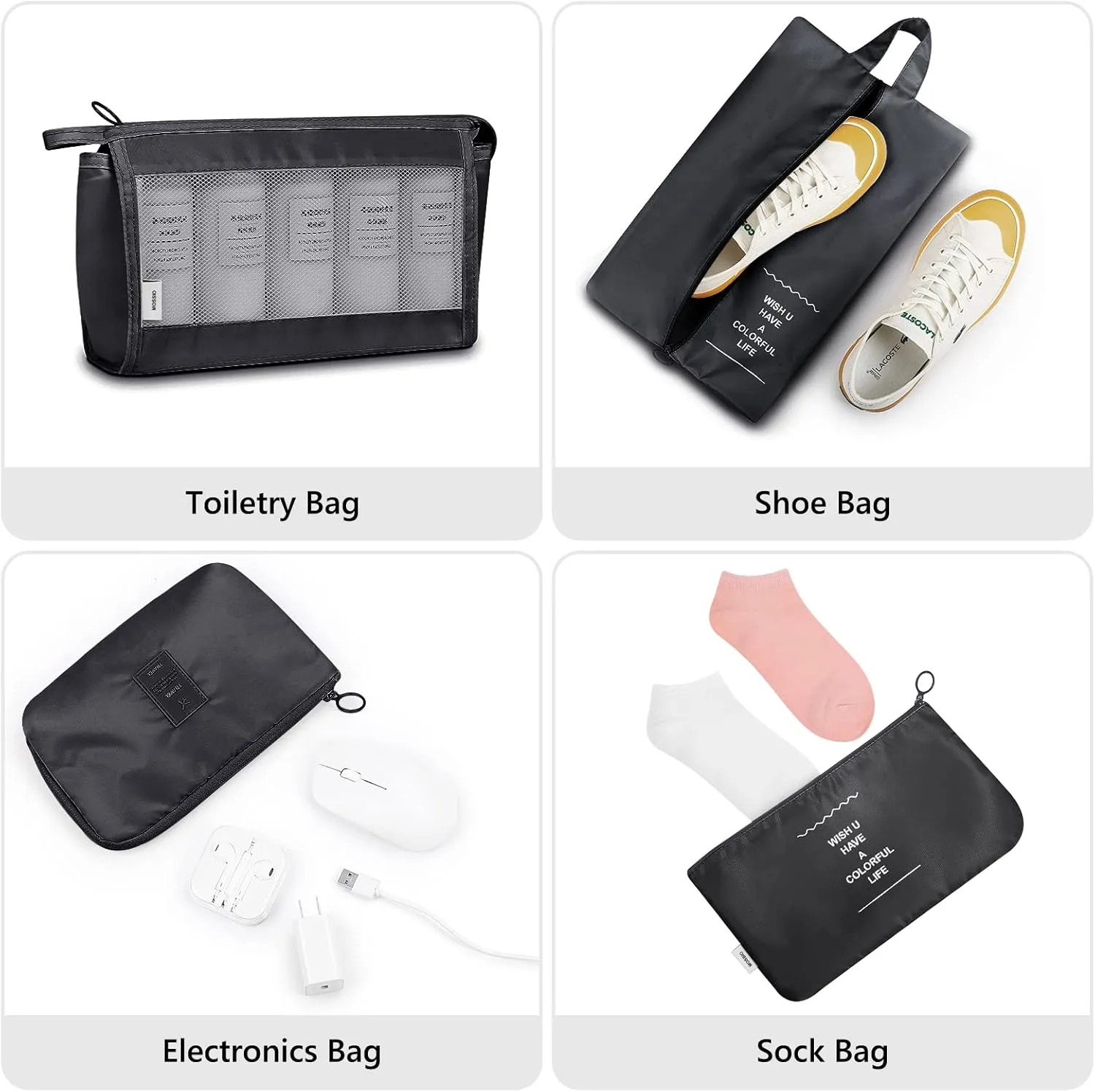 Mossio 9 Set Packing Cubes with Shoe Bag & Electronics Bag - Luggage Organizers Suitcase Travel Accessories