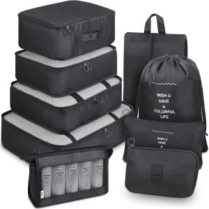 Mossio 9 Set Packing Cubes with Shoe Bag & Electronics Bag - Luggage Organizers Suitcase Travel Accessories