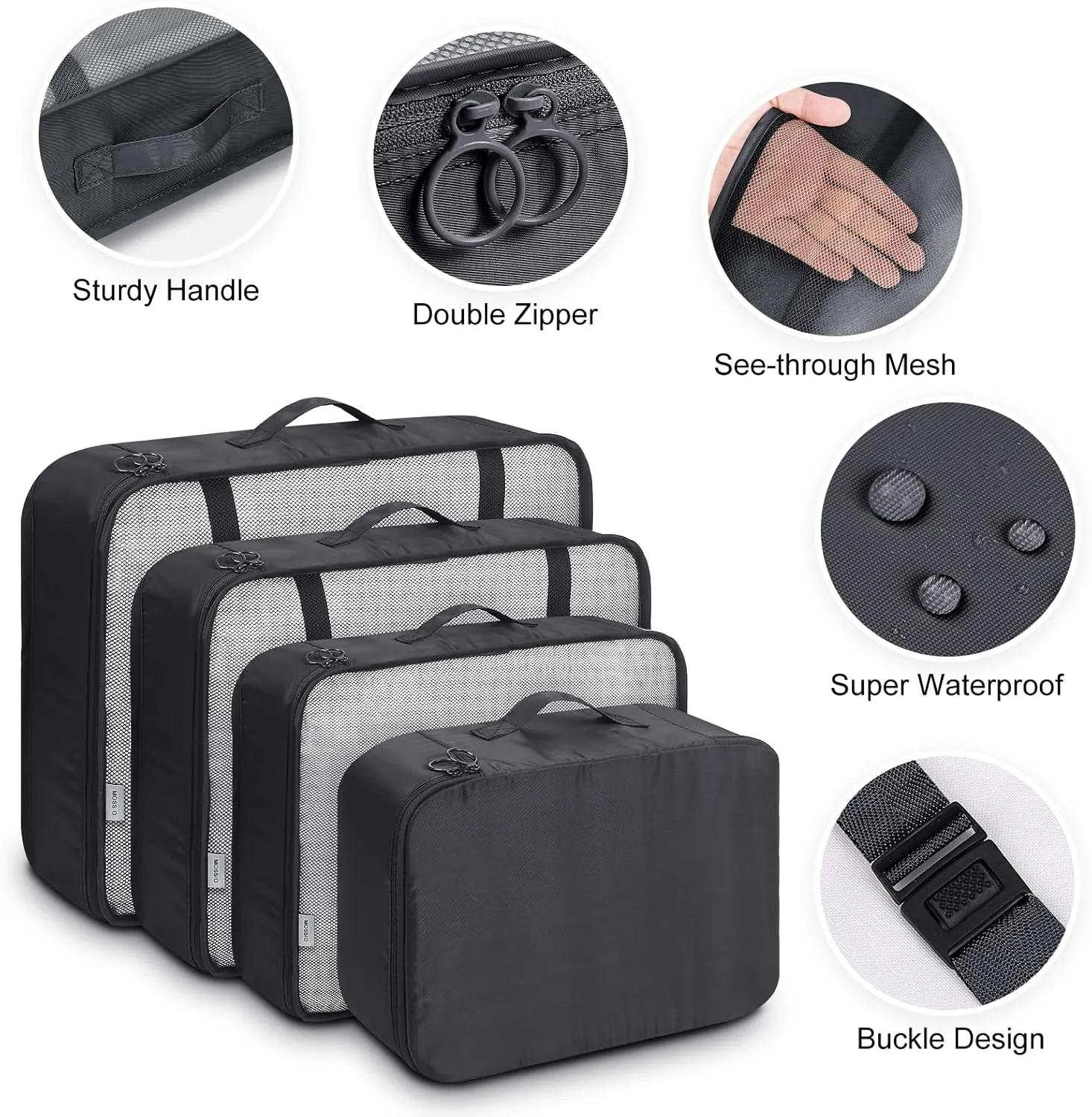 Mossio 9 Set Packing Cubes with Shoe Bag & Electronics Bag - Luggage Organizers Suitcase Travel Accessories