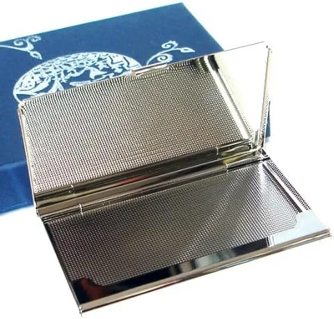 Mother of Pearl Design RFID Blocking Protection Business Card Case, Credit Card Holder, Metal Name Card Case, Engraved Slim Purse Pocket Cash Money Wallet (Almond Blossoms)
