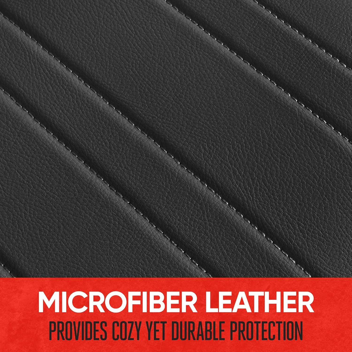 Motor Trend Black Faux Leather Car Seat Cover for Front Seats, 1-Piece Padded Car Seat Protector with Storage Pockets, Premium Interior Cover for Cars Truck SUV Auto