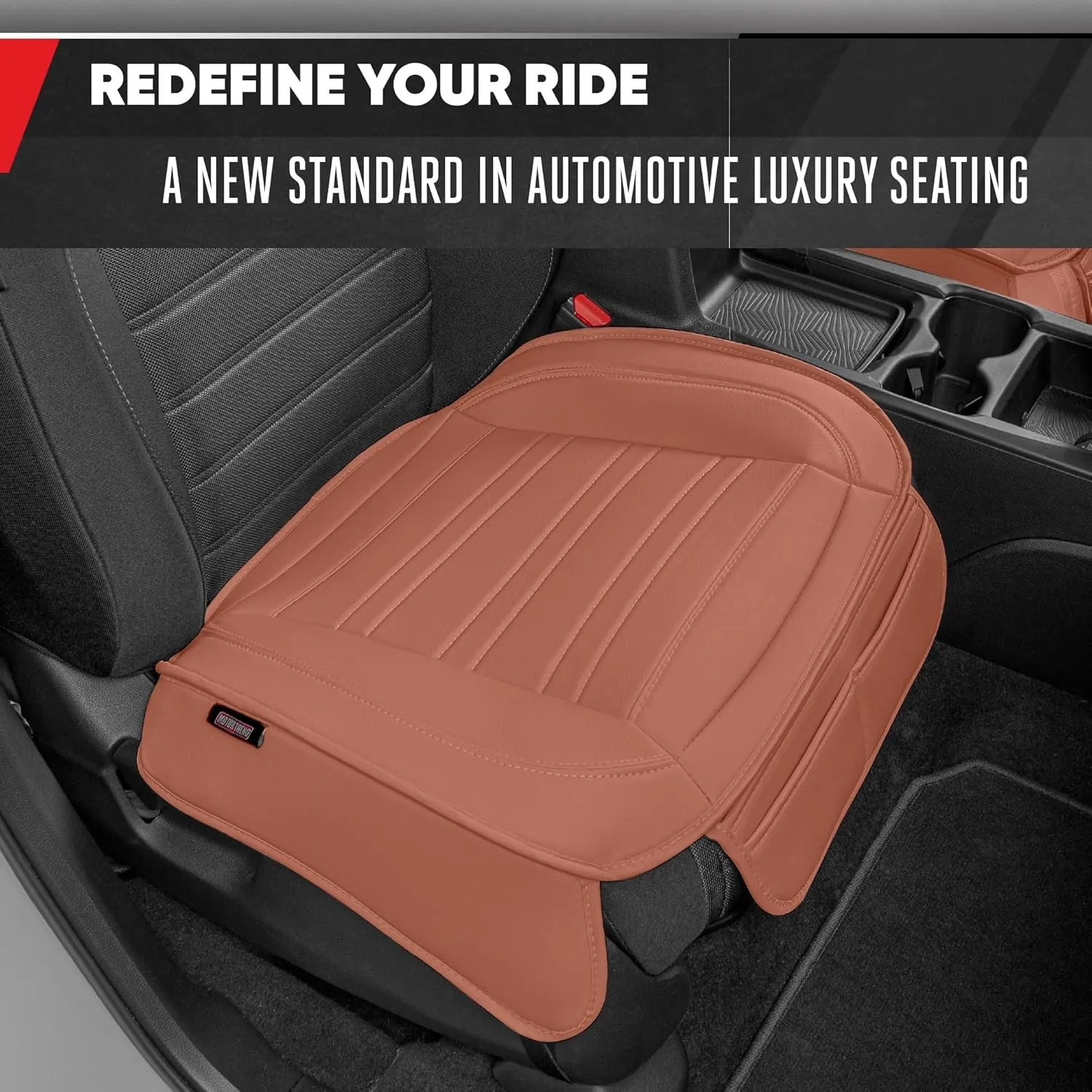 Motor Trend Faux Leather Front Seat Cover for Cars - Set of 2 Brown Front Car Seat Covers for SUV & Truck with Storage Pockets - Automotive Car Seats Cover Protector - For Bottom Cushion Coverage Only