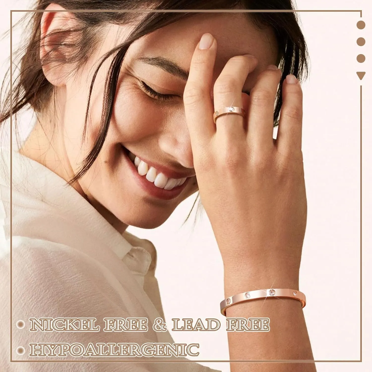 MPRAINBOW Gold Rings Bracelets for Women, 18K Gold Plated Friendship Bracelet Cubic Zirconia Bangle with Ring Jewelry Set,Wedding Party Birthday Gifts for Her Girlfriend