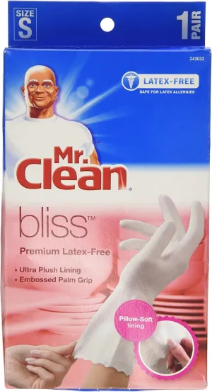 Mr. Clean Bliss Premium Latex-Free Gloves, Small, 4 Pair (Pack of 1)