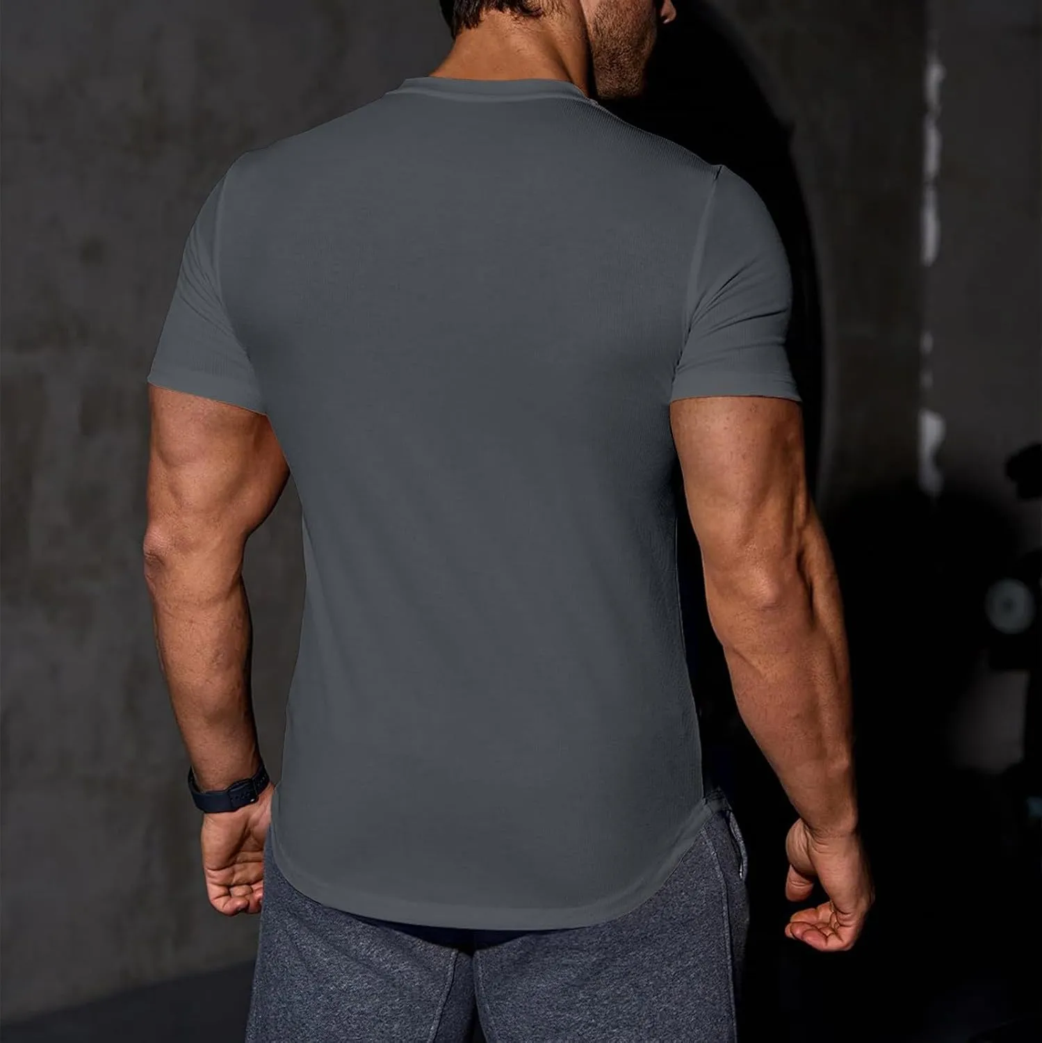 Muscle Tee Shirts for Men Summer Basic Short Sleeve Crew Neck Pullover Tops Casual Ribbed Workout Athletic Blouse