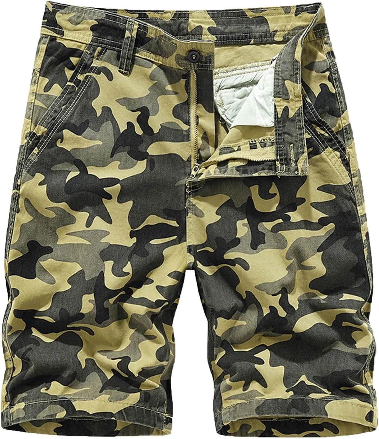 Muscularfit Camo Shorts for Men 2023 Casual Cotton Camouflage Buckle Zipper Cargo Shorts Outdoor Fashion Sport Tooling Shorts