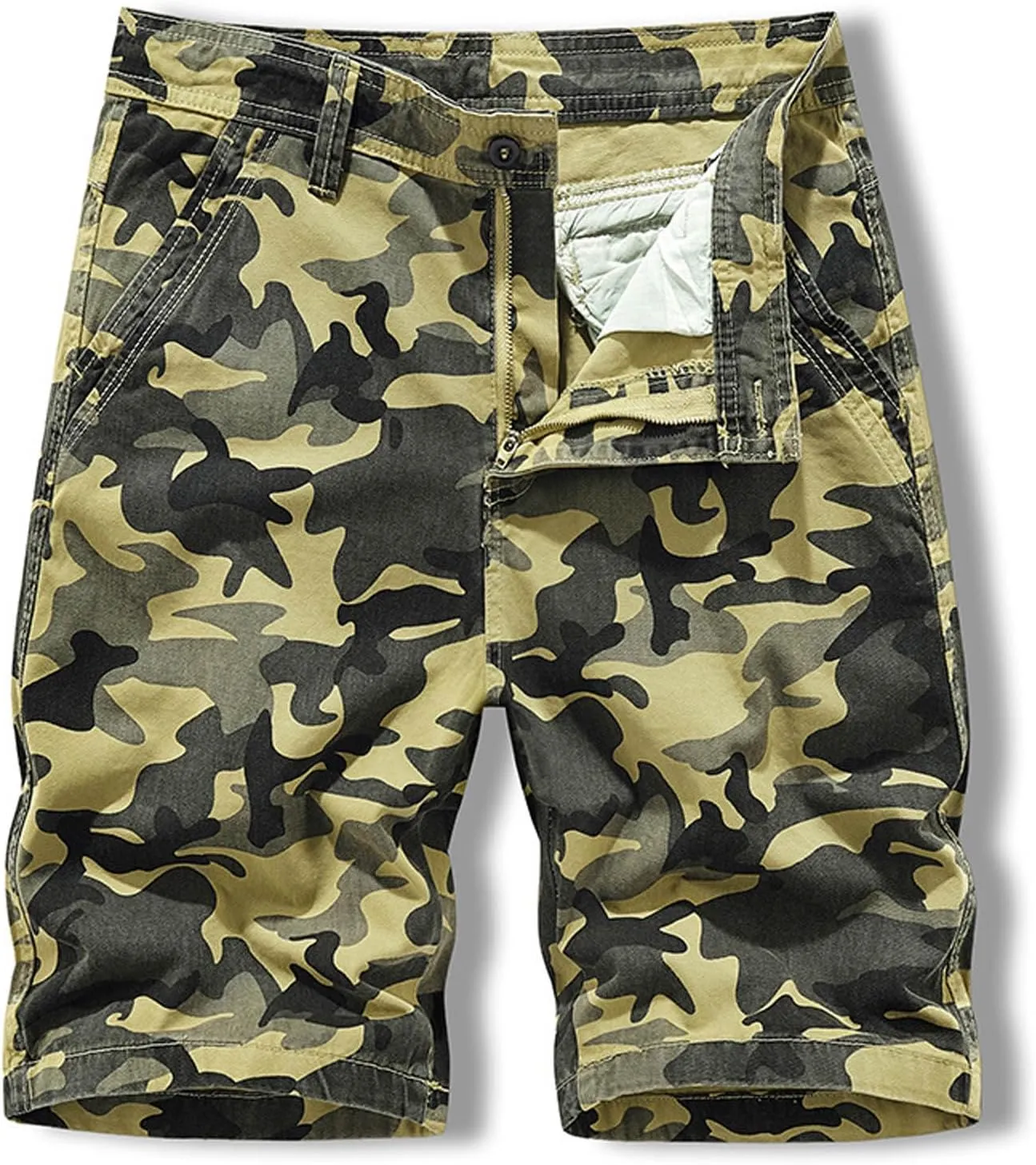 Muscularfit Camo Shorts for Men 2023 Casual Cotton Camouflage Buckle Zipper Cargo Shorts Outdoor Fashion Sport Tooling Shorts