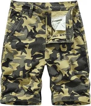 Muscularfit Camo Shorts for Men 2023 Casual Cotton Camouflage Buckle Zipper Cargo Shorts Outdoor Fashion Sport Tooling Shorts