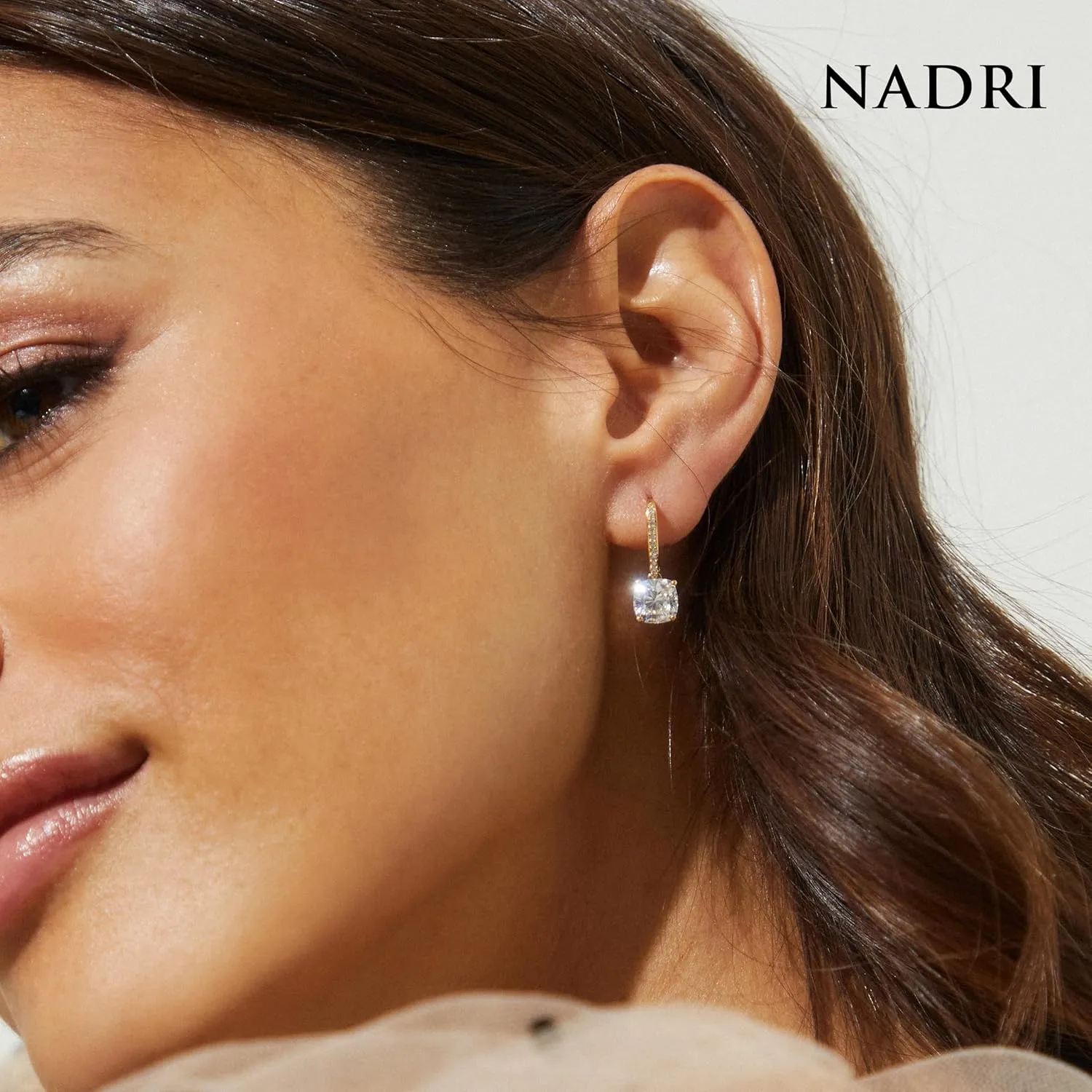 Nadri Leverback Earrings for Women - Exquisite Drop Earrings For Women, Large Cushion Cut Cubic Zirconia Womens Earrings