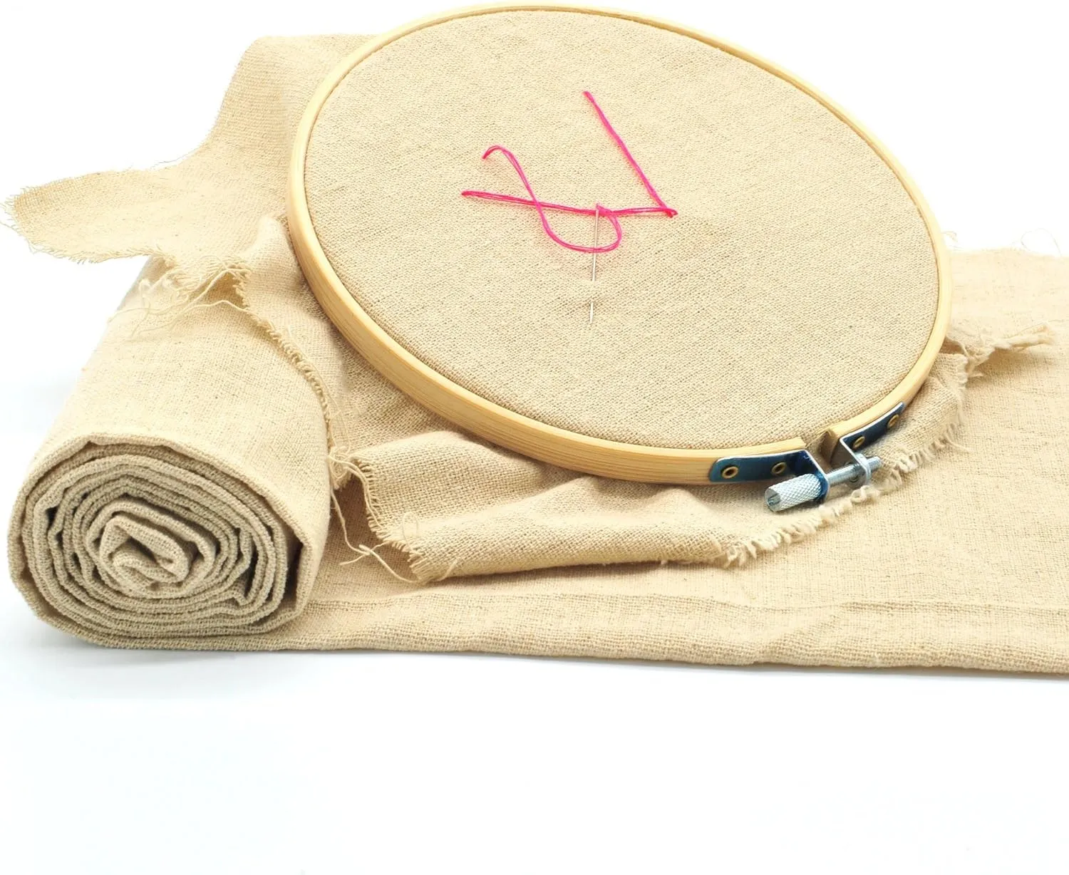 Natural Linen Needlework Embroidery Fabric Cross Stitching Aida Cloth 62" by 1 Yard Rose Flavor