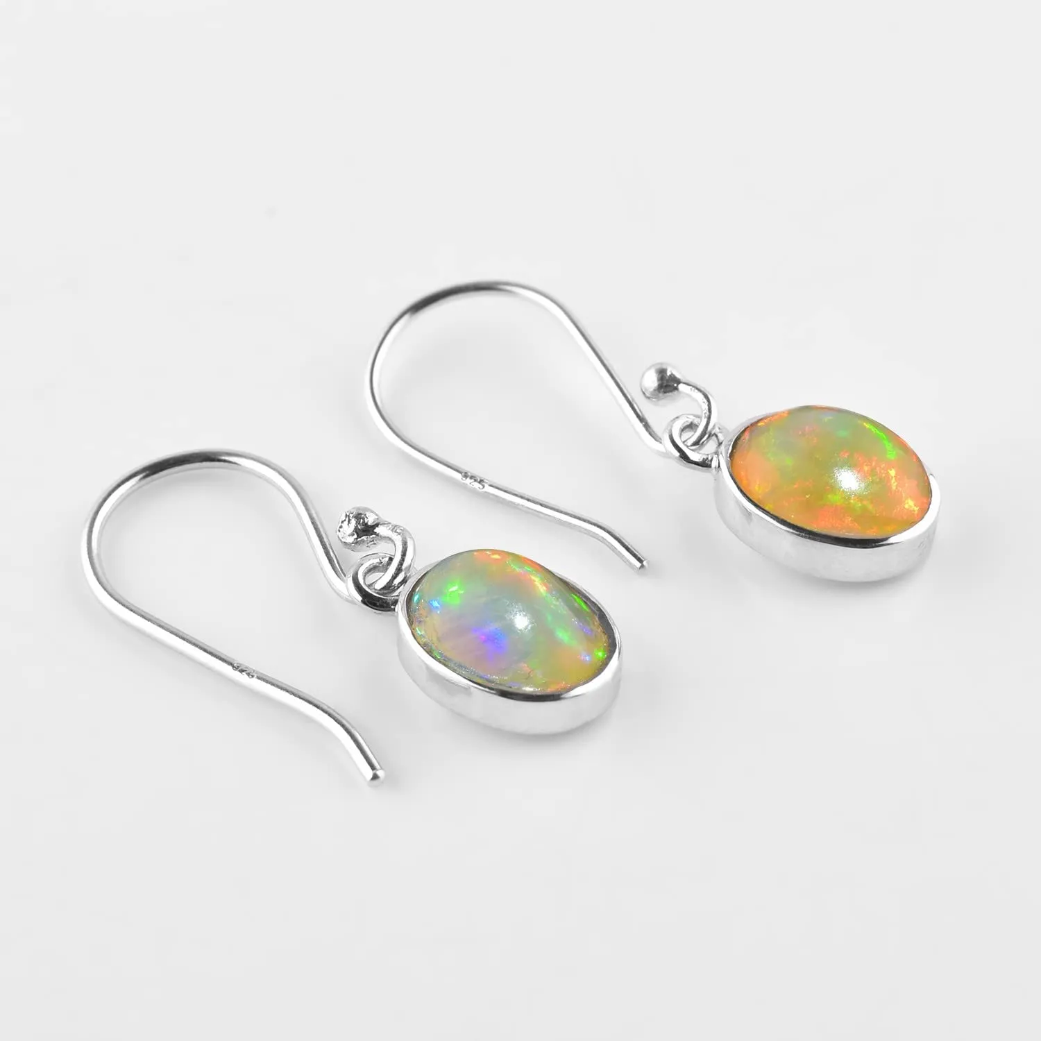 Natural Real Ultra Fire Ethiopian Opal Stone Dangle Drop Earrings for Women, October Birthstone, Bridal Handmade Wedding Jewelry Gift for Brides, 925 Sterling Silver Earrings for Gifts