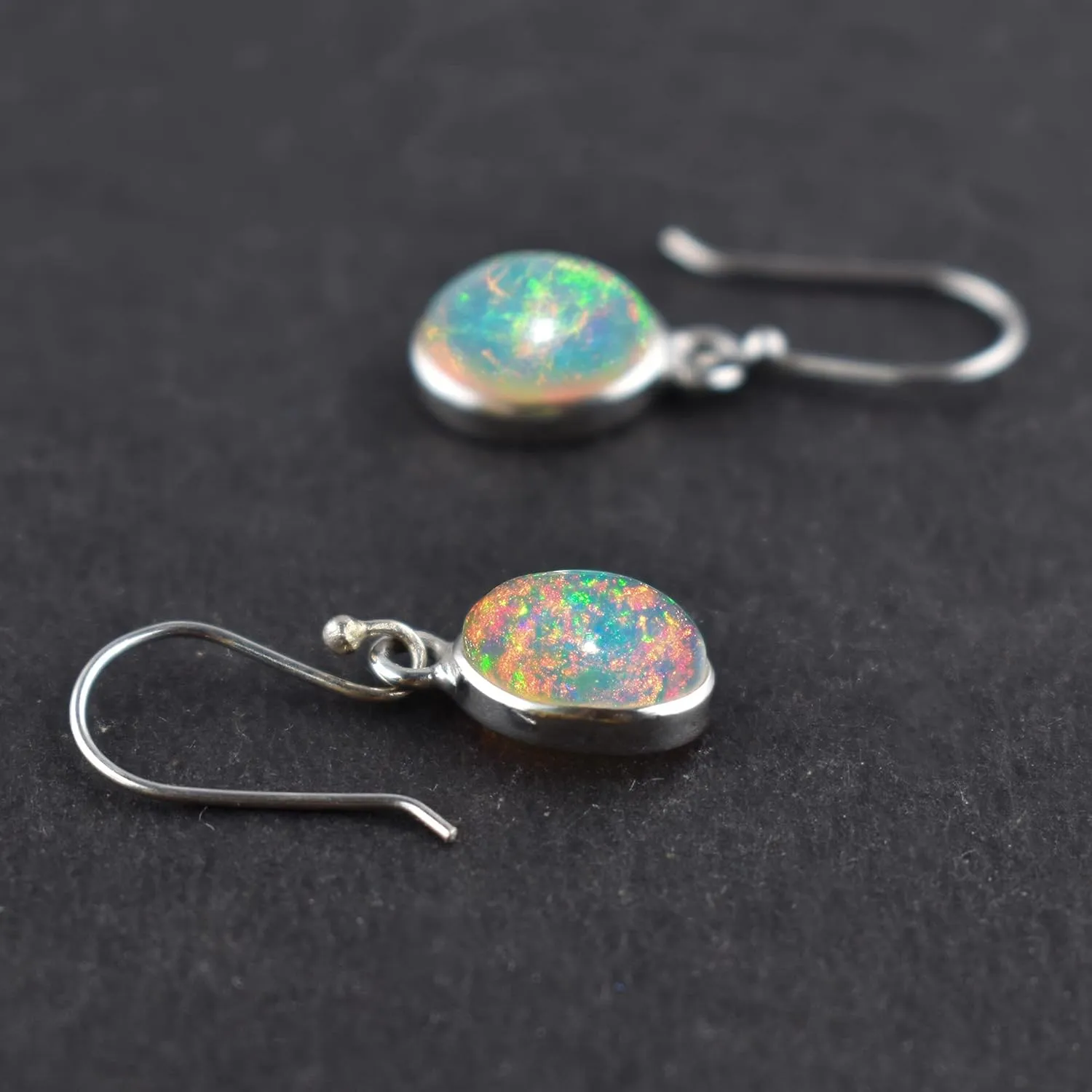 Natural Real Ultra Fire Ethiopian Opal Stone Dangle Drop Earrings for Women, October Birthstone, Bridal Handmade Wedding Jewelry Gift for Brides, 925 Sterling Silver Earrings for Gifts