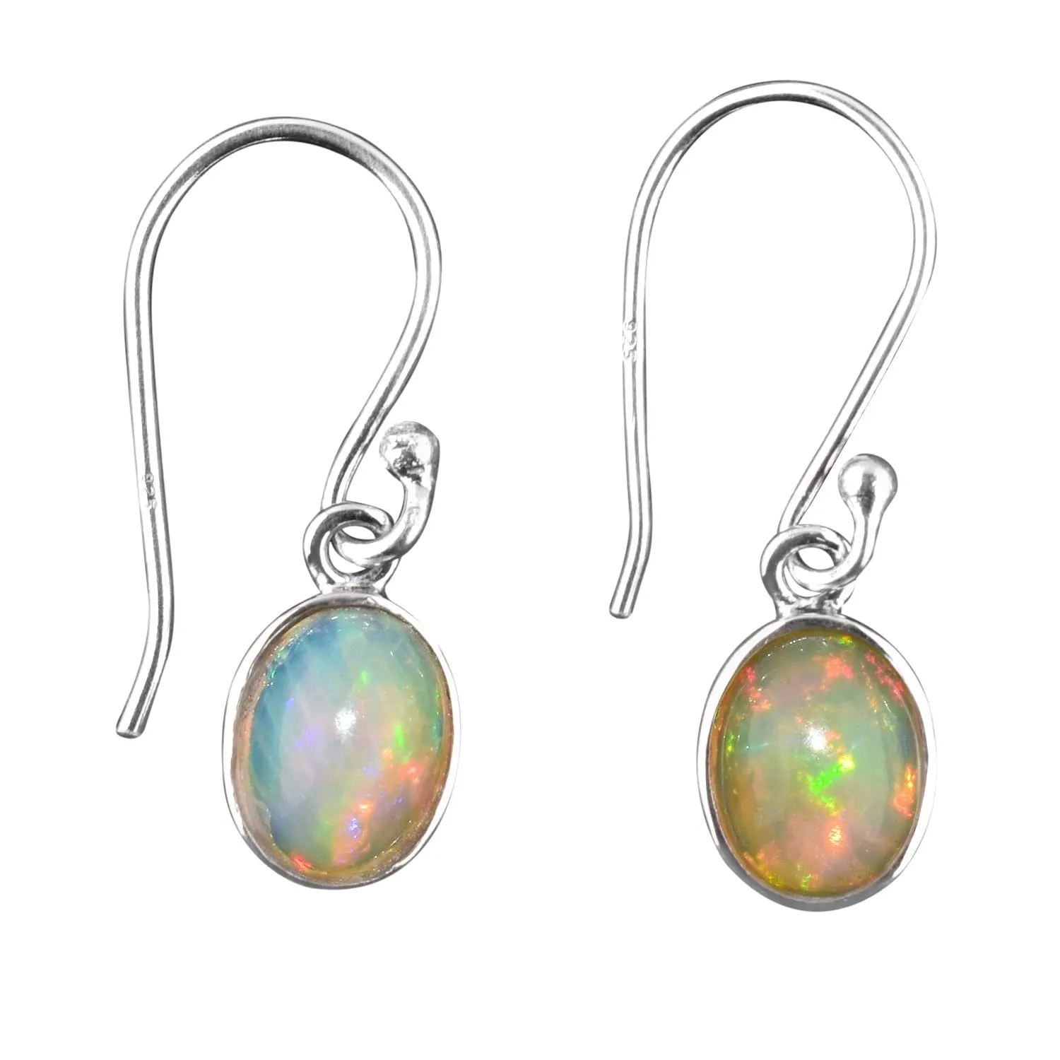 Natural Real Ultra Fire Ethiopian Opal Stone Dangle Drop Earrings for Women, October Birthstone, Bridal Handmade Wedding Jewelry Gift for Brides, 925 Sterling Silver Earrings for Gifts