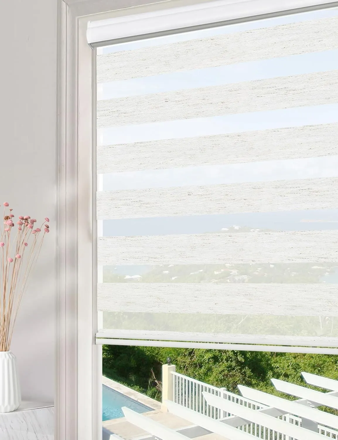 Natural Woven Linen Window Blinds   Strips Woven Blinds for Windows