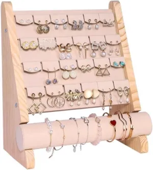 Necklace Display Stand Simple Solid Wood Earrings Bracelet Bracelet Display Rack Large Capacity Jewelry Storage Rack Mall Counter Jewelry Display Racks Jewelry Display Set