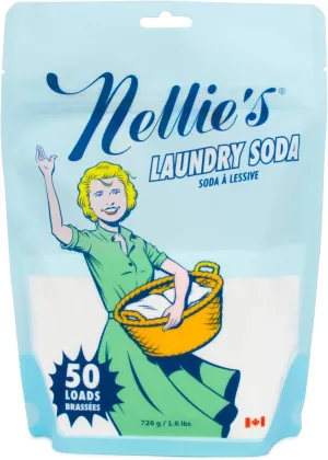 Nellie's Laundry Soda - Concentrated Laundry Detergent Powder - 50 Load Pouch - Fragrance-Free, Non-Toxic & Septic Safe - Dissolves Quickly & Rinses Residue-Free (Made in Canada)