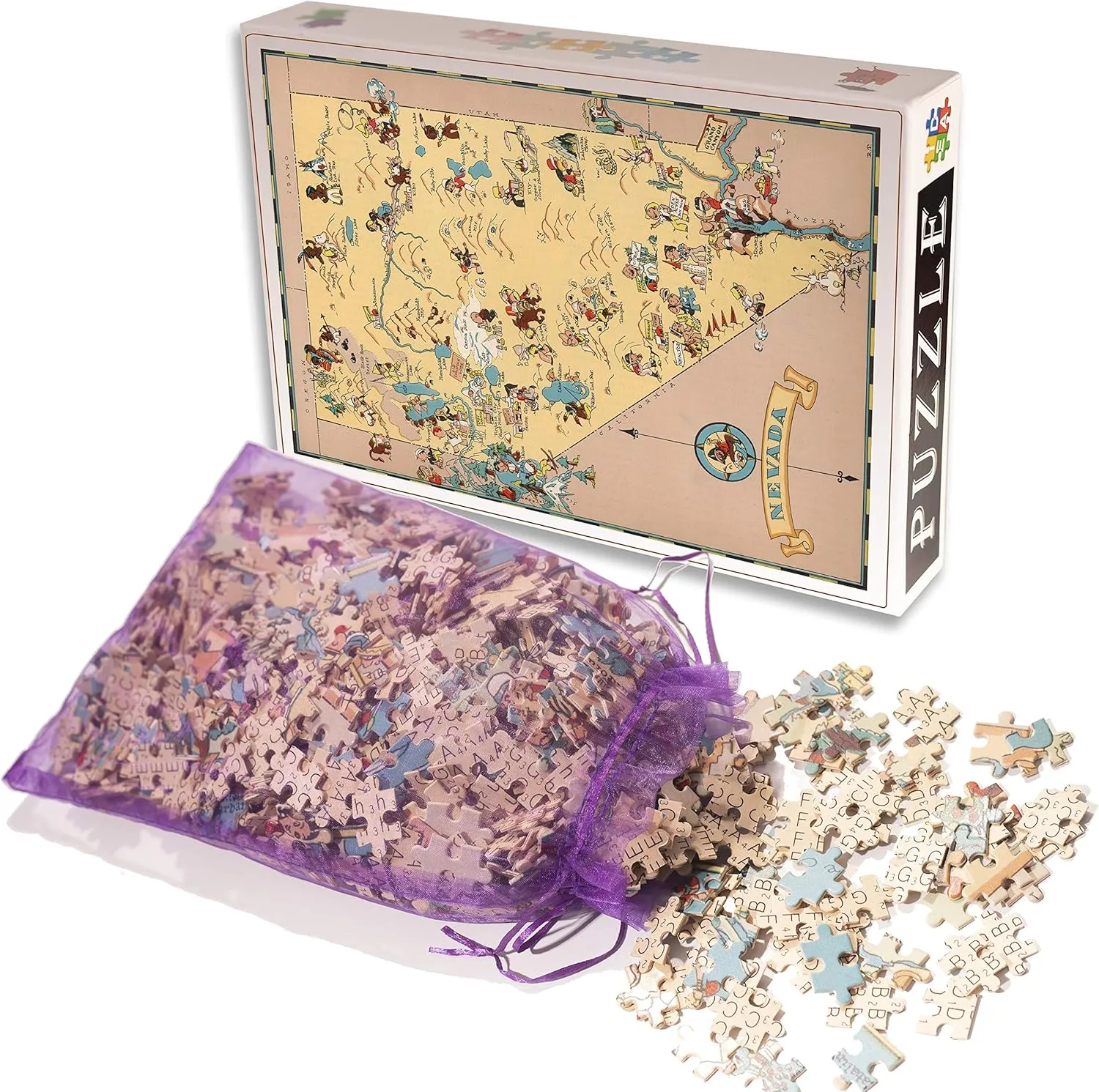 Nevada Wooden Map Jigsaw Puzzle Toys for Adults USA of State Map Decorate Puzzle Games 500 Piece
