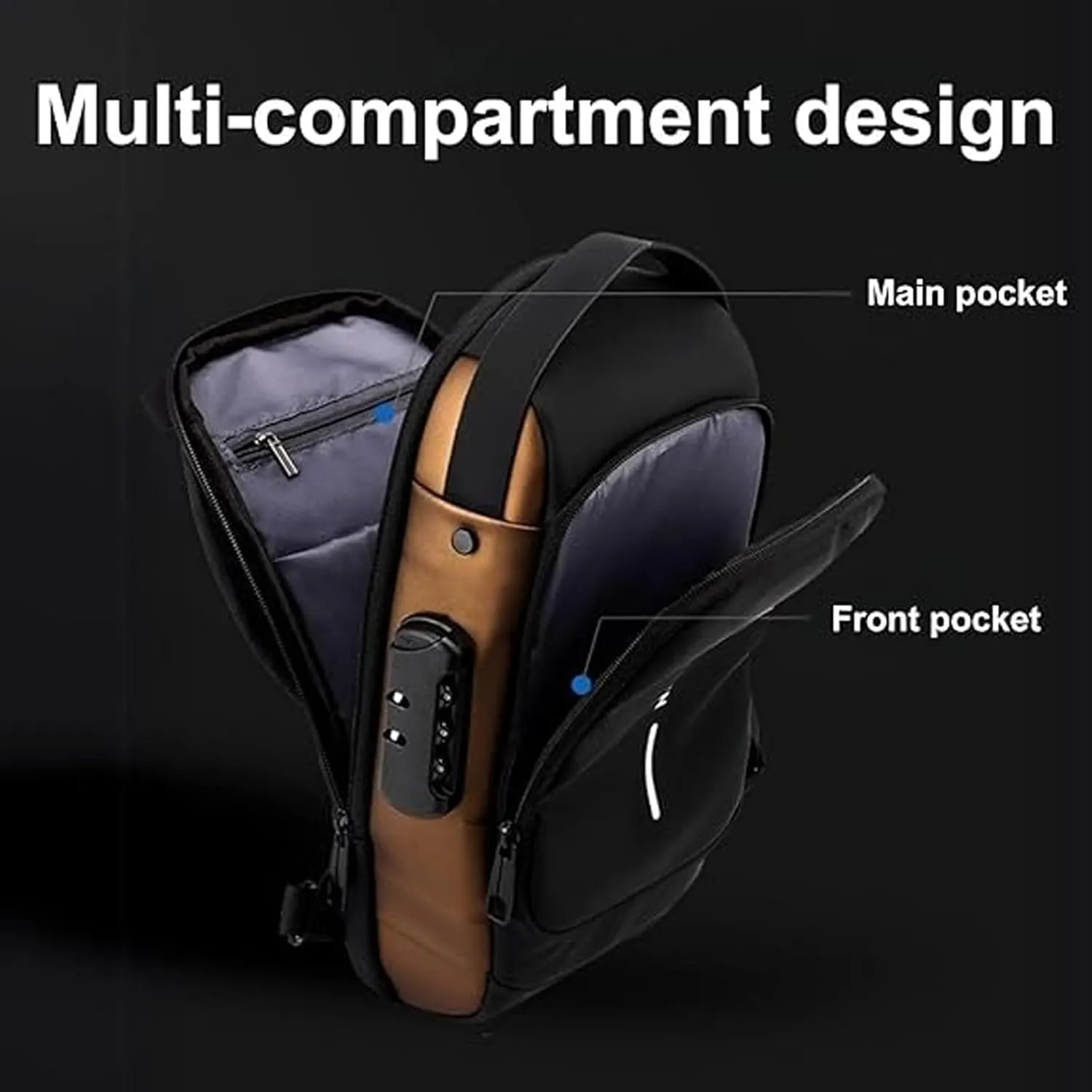 New Carbon Fiber Streamline Anti-Theft Sling Bag, Charging Sport Sling Shoulder Bag, Anti-Theft and Waterproof