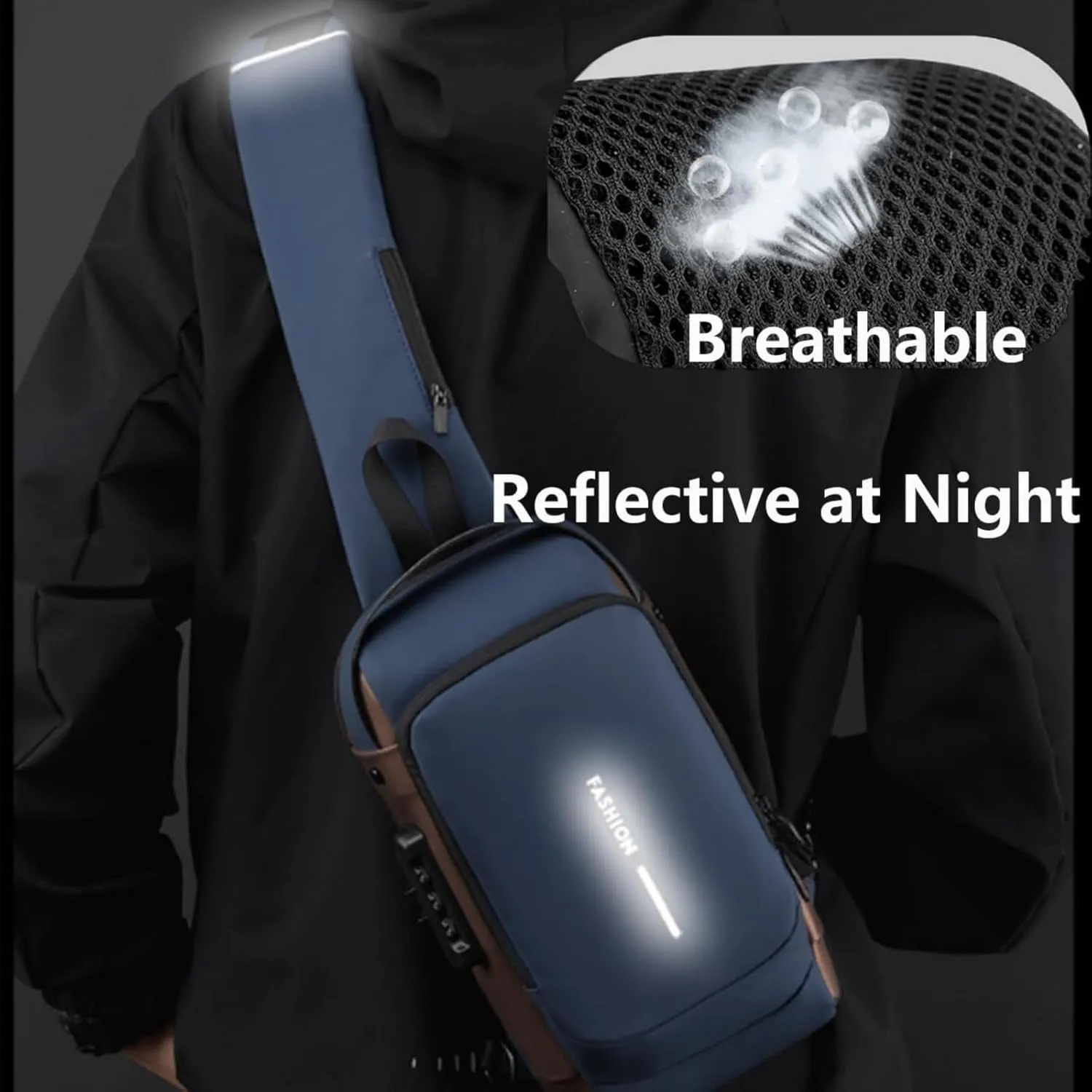 New Carbon Fiber Streamline Anti-Theft Sling Bag, Charging Sport Sling Shoulder Bag, Anti-Theft and Waterproof