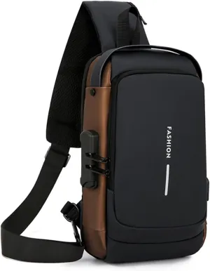 New Carbon Fiber Streamline Anti-Theft Sling Bag, Chest Bag With USB Charging Port - Shoulder, Crossbody, Backpack