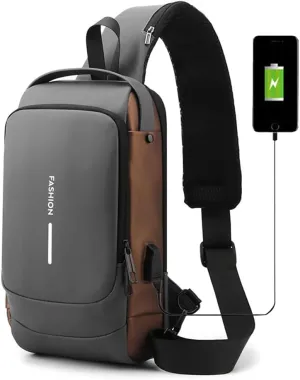 New Carbon Fiber Streamline Anti-Theft Sling Bag, Waterproof Anti-Theft Crossbody Charging Bag with Code Lock