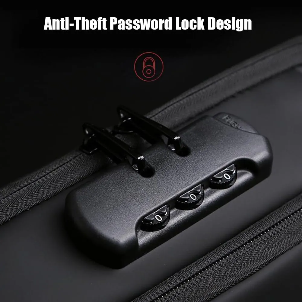 New Carbon Fiber Streamline Anti-Theft Sling Bag, Waterproof Anti-Theft Crossbody Charging Bag with Code Lock
