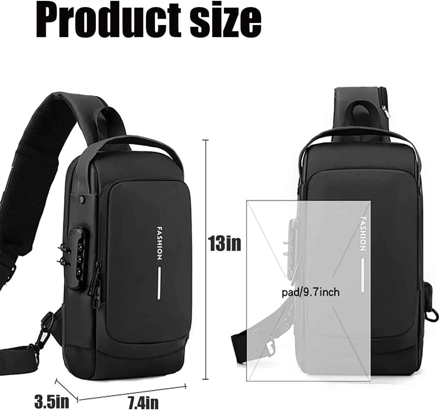 New Carbon Fiber Streamline Anti-Theft Sling Bag,Sling Backpack USB Waterproof Chest Daypack for Travel,Gym,Commutes